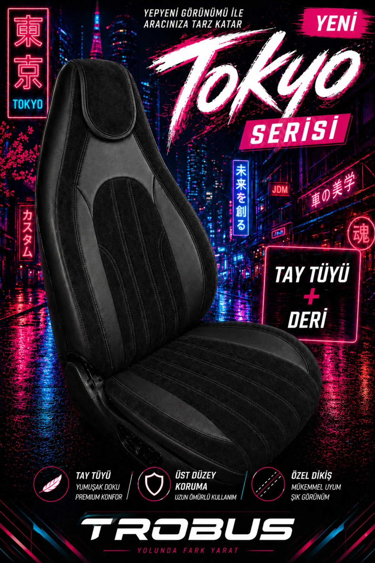 Volvo V40 2012-2019 Bel Destekli Tay Tüyü Koltuk Kılıfı Tokyo Serisi Siyah Fiyatı, Yorumları ve Özellikleri