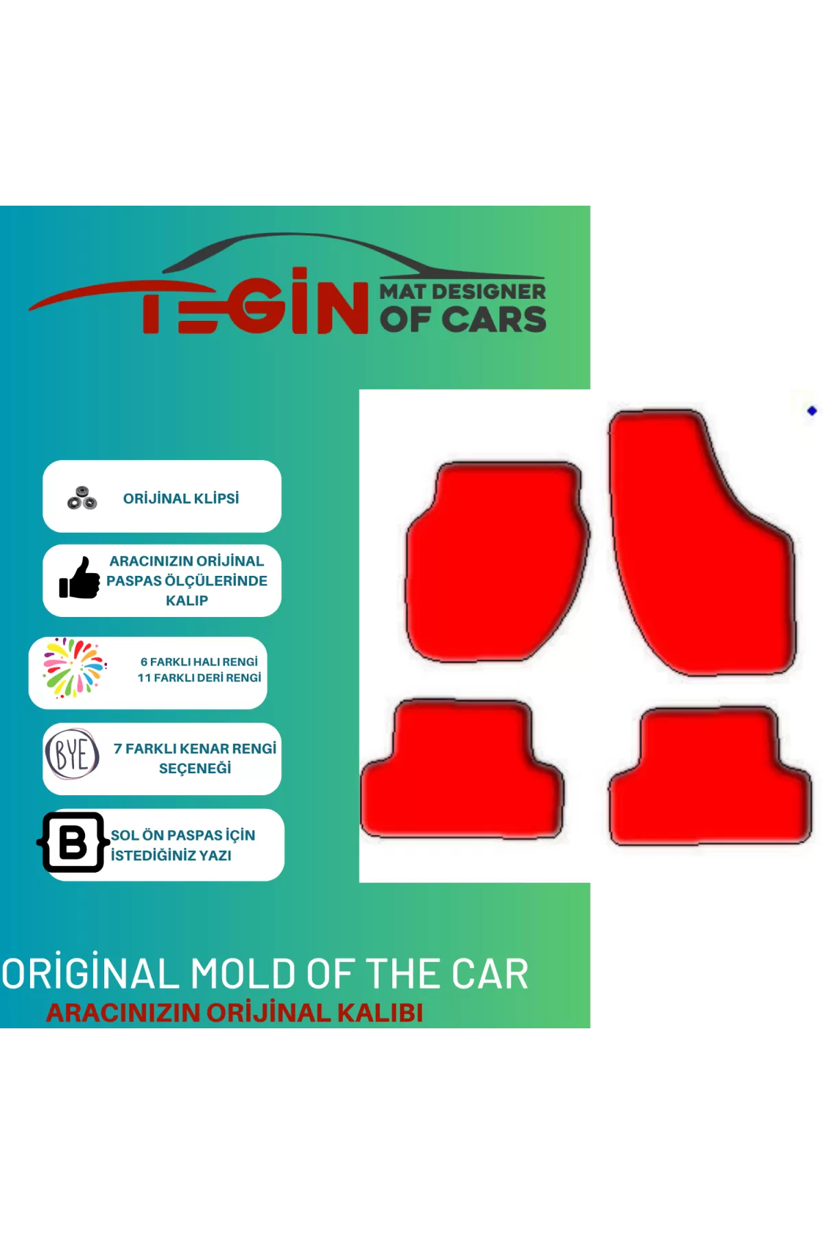 Volvo V40 2012 + Prime Bej Halı Mavi Kenar Halı Paspas