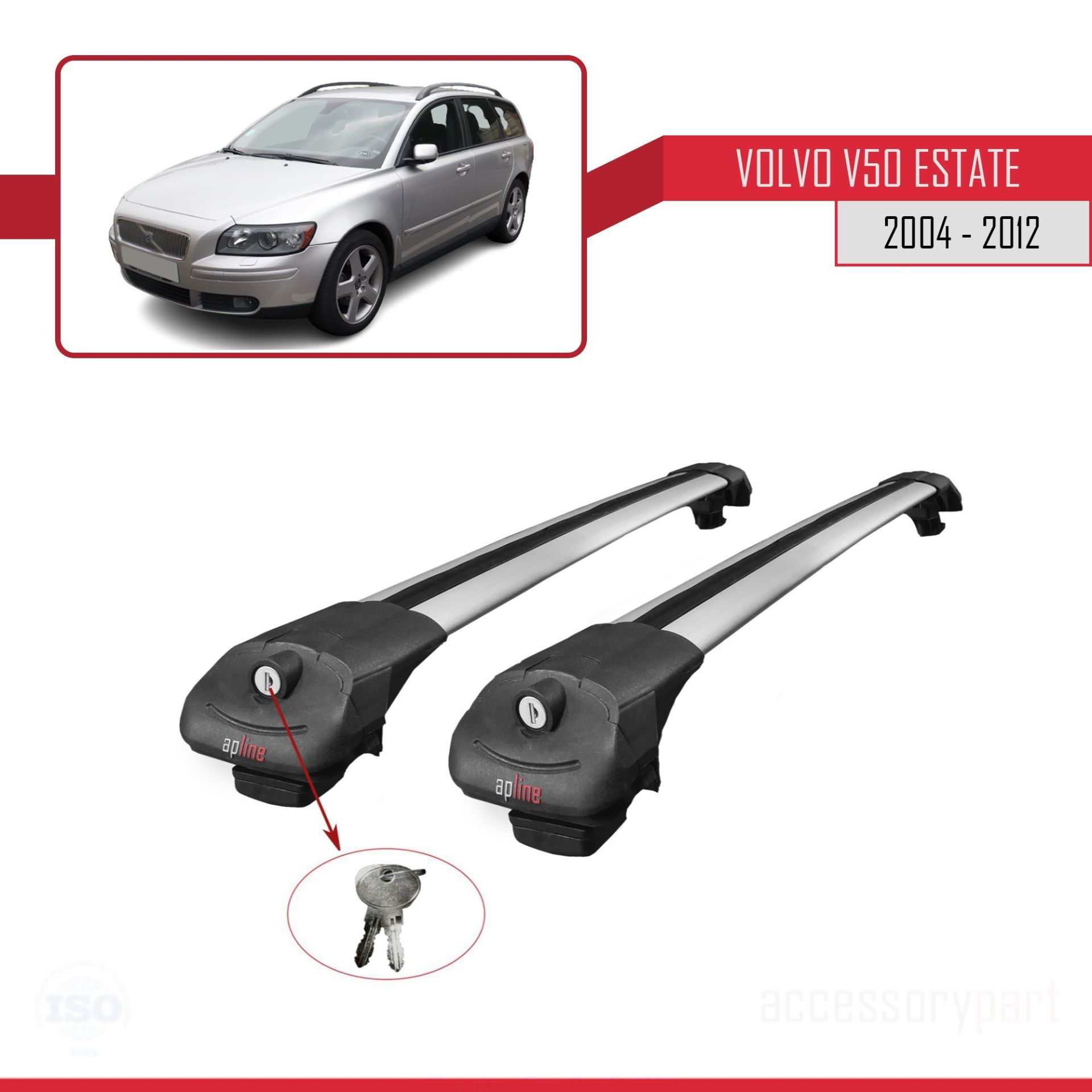 Volvo V50 Estate 2004-2012 Arası ile uyumlu ACE-1 Ara Atkı Tavan 