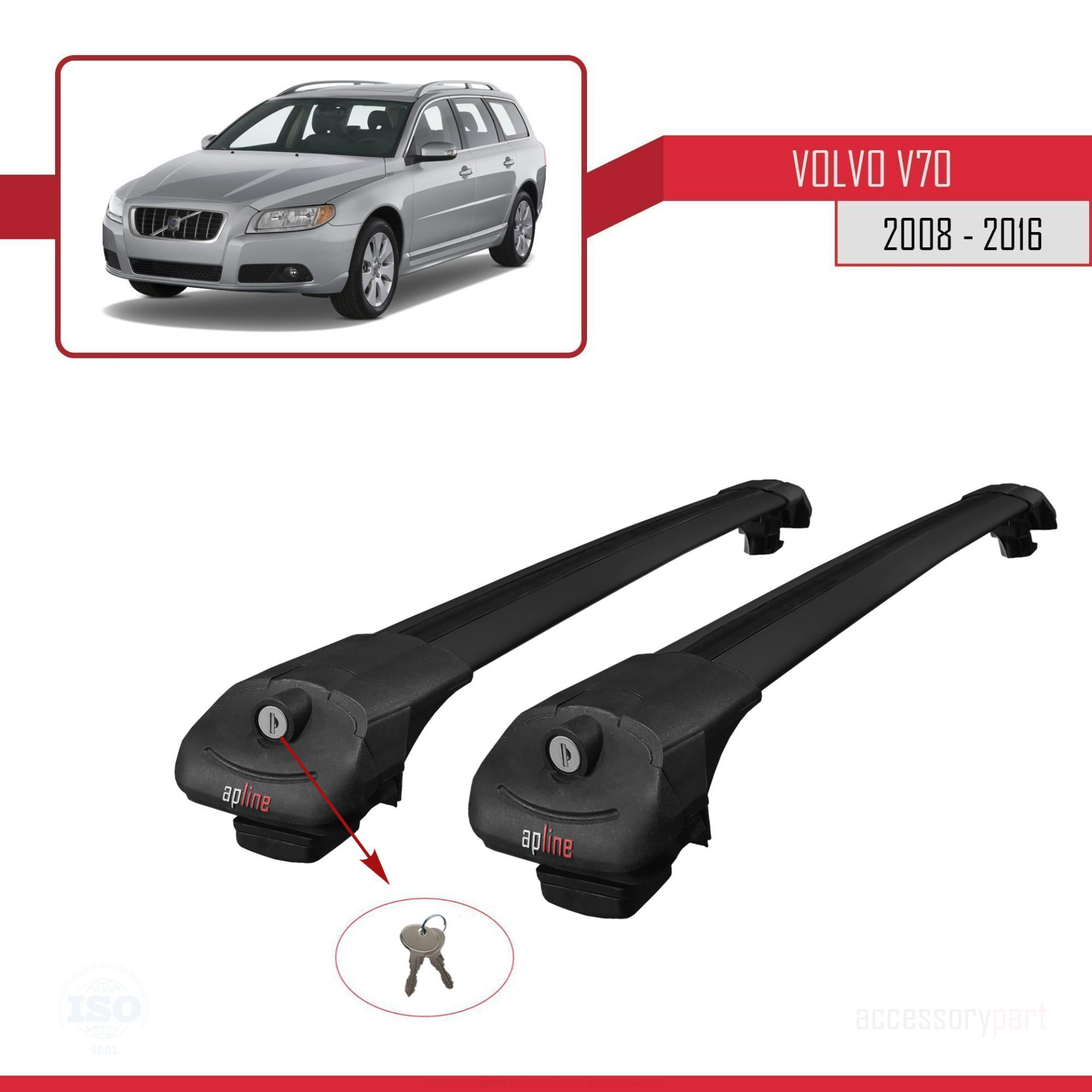 Volvo V70 2008-2016 Arası ile uyumlu ACE-1 Ara Atkı Tavan Barı Sİ