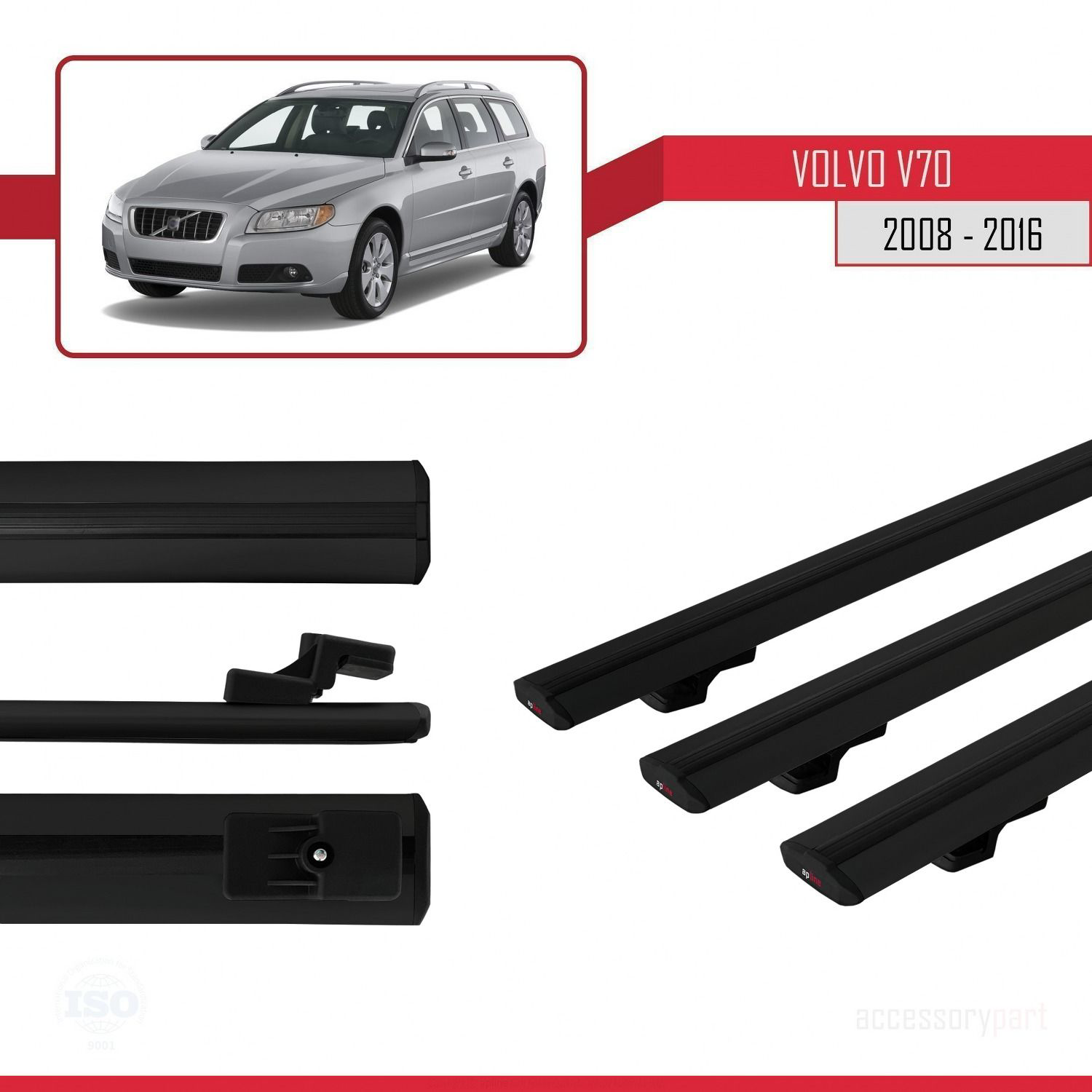 Volvo V70 2008-2016 Arası ile uyumlu Basic Model Ara Atkı Tavan B