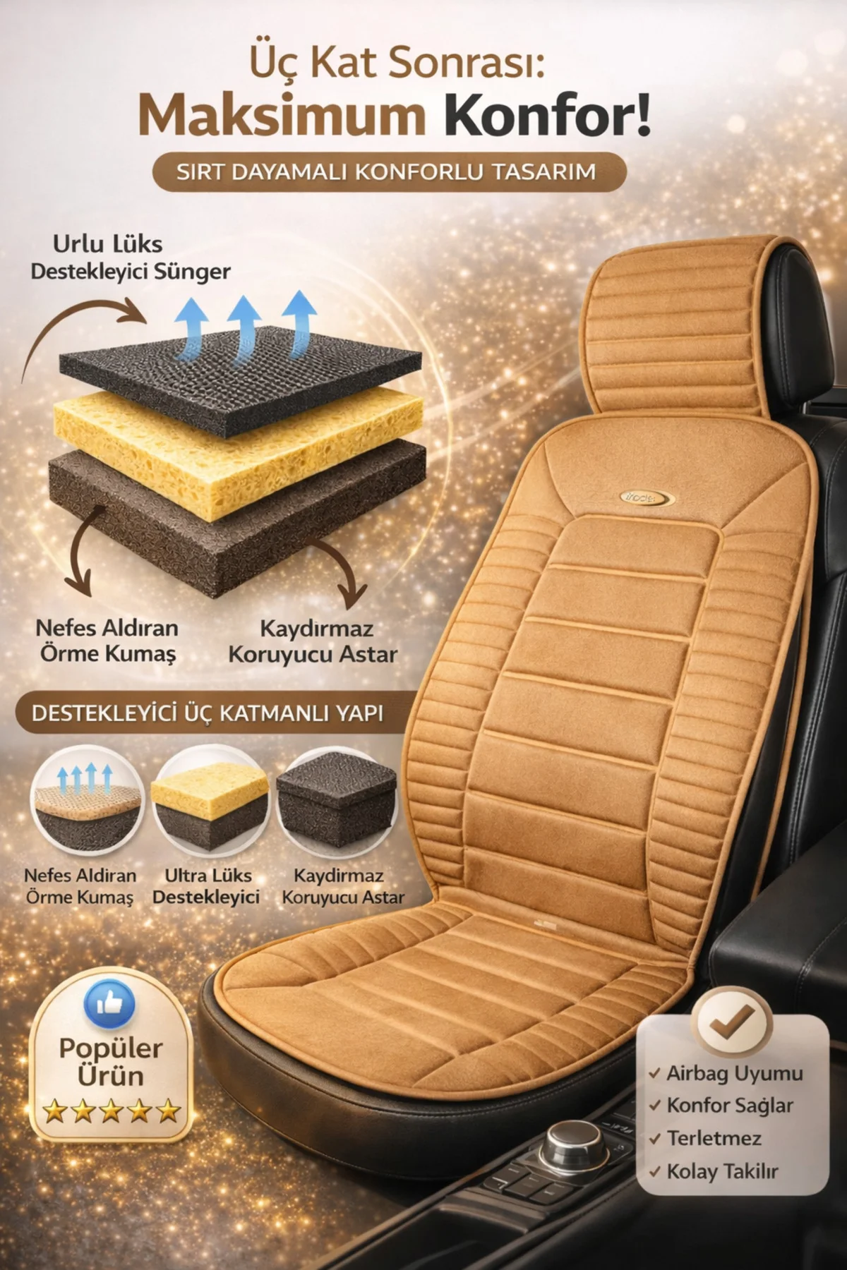 Volvo XC-60 2013-2016 Uyumlu Vento 2 Parça Ön Oto Koltuk Minderi Terletmez Kaymaz Taban Taba Fiyatı, Yorumları ve Özellikleri