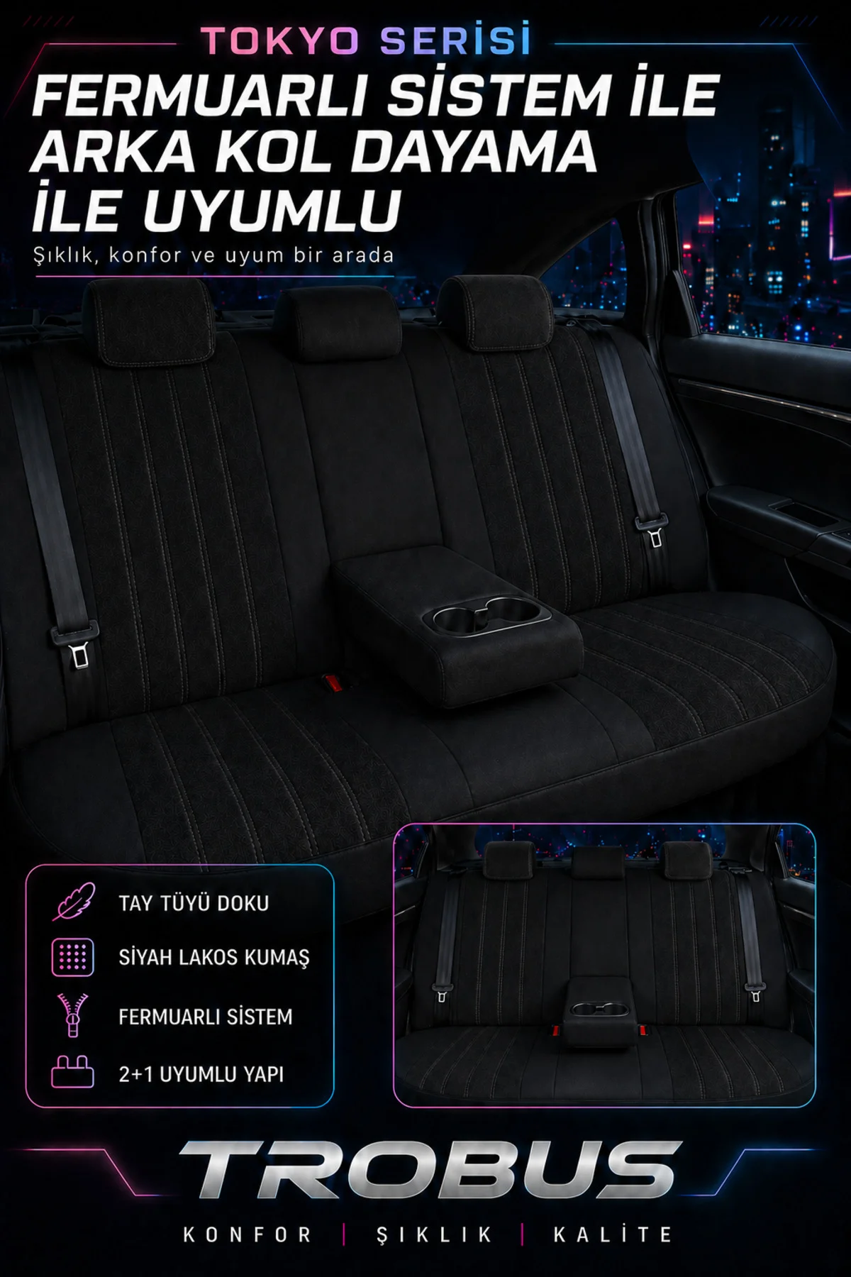 Volvo XC60 2017 ve Sonrası Uyumlu Tokyo Serisi Tay Tüyü Oto Koltuk Kılıfı Siyah Volvo XC60 2017 ve Sonrası Uyumlu Tokyo Serisi Tay Tüyü Oto Koltuk Kılıfı Siyah