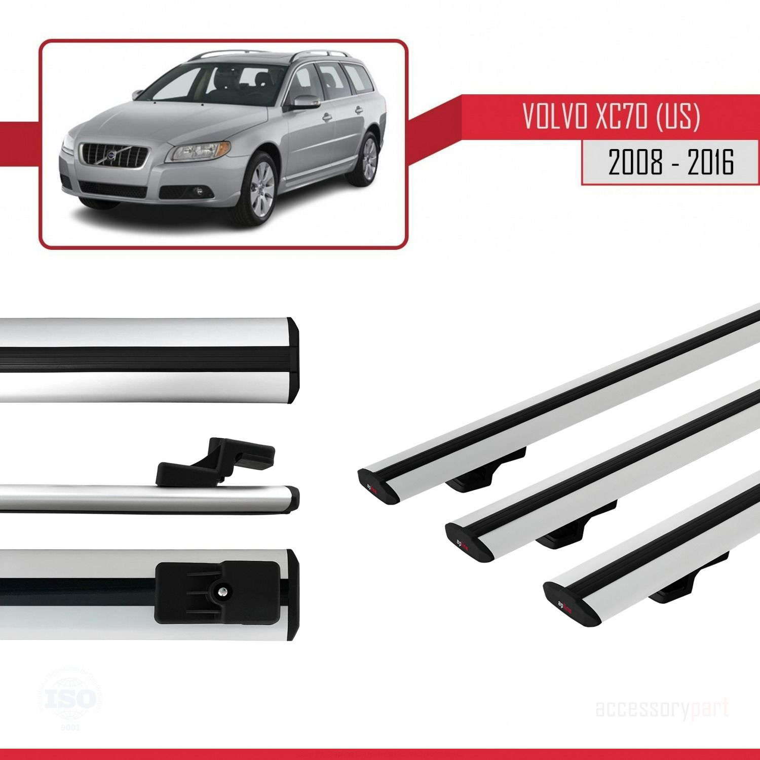 Volvo XC70 (US) 2008-2016 Arası ile uyumlu Basic Model Ara Atkı T