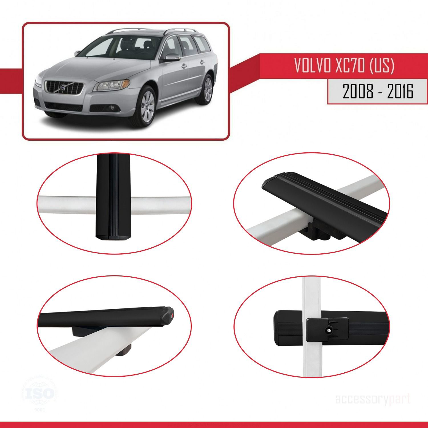 Volvo XC70 (US) 2008-2016 Arası ile uyumlu Basic Model Ara Atkı T