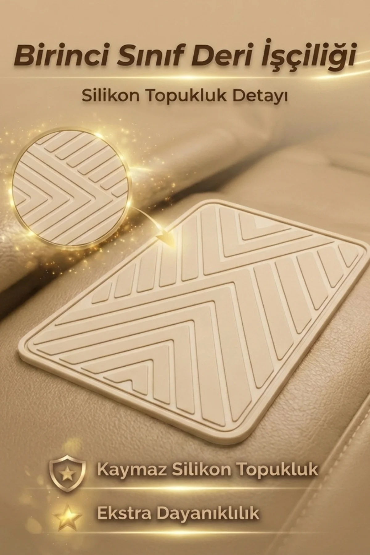 Volvo XC90 2002-2014 5 Parça (Şaft Tünelli) Premium Deri Paspas Siyah Deri Bej Kenar