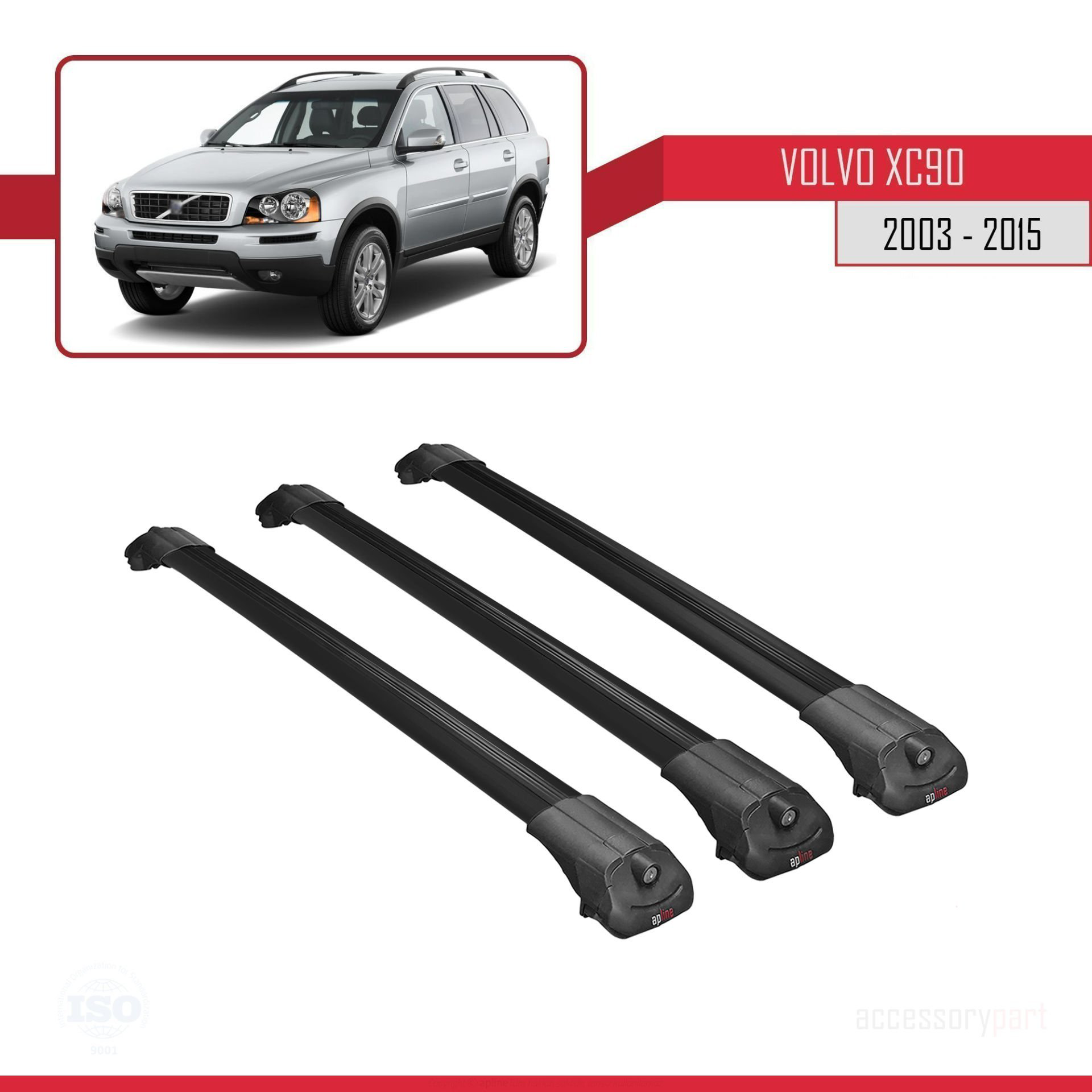 Volvo XC90 2003-2015 Arası ile uyumlu ACE-1 Ara Atkı Tavan Barı S