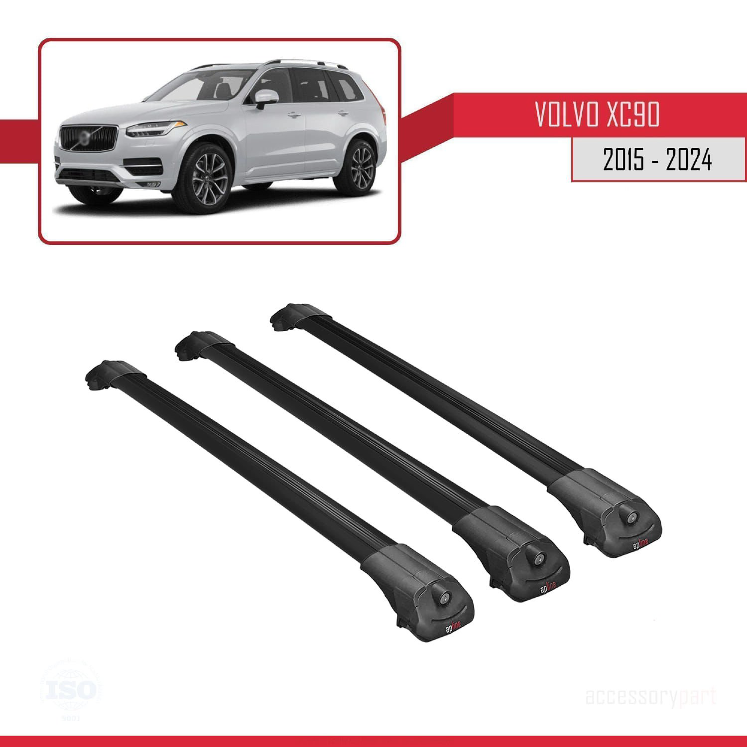 Volvo XC90 2015 ve Sonrası ile uyumlu ACE-1 Ara Atkı Tavan Barı S