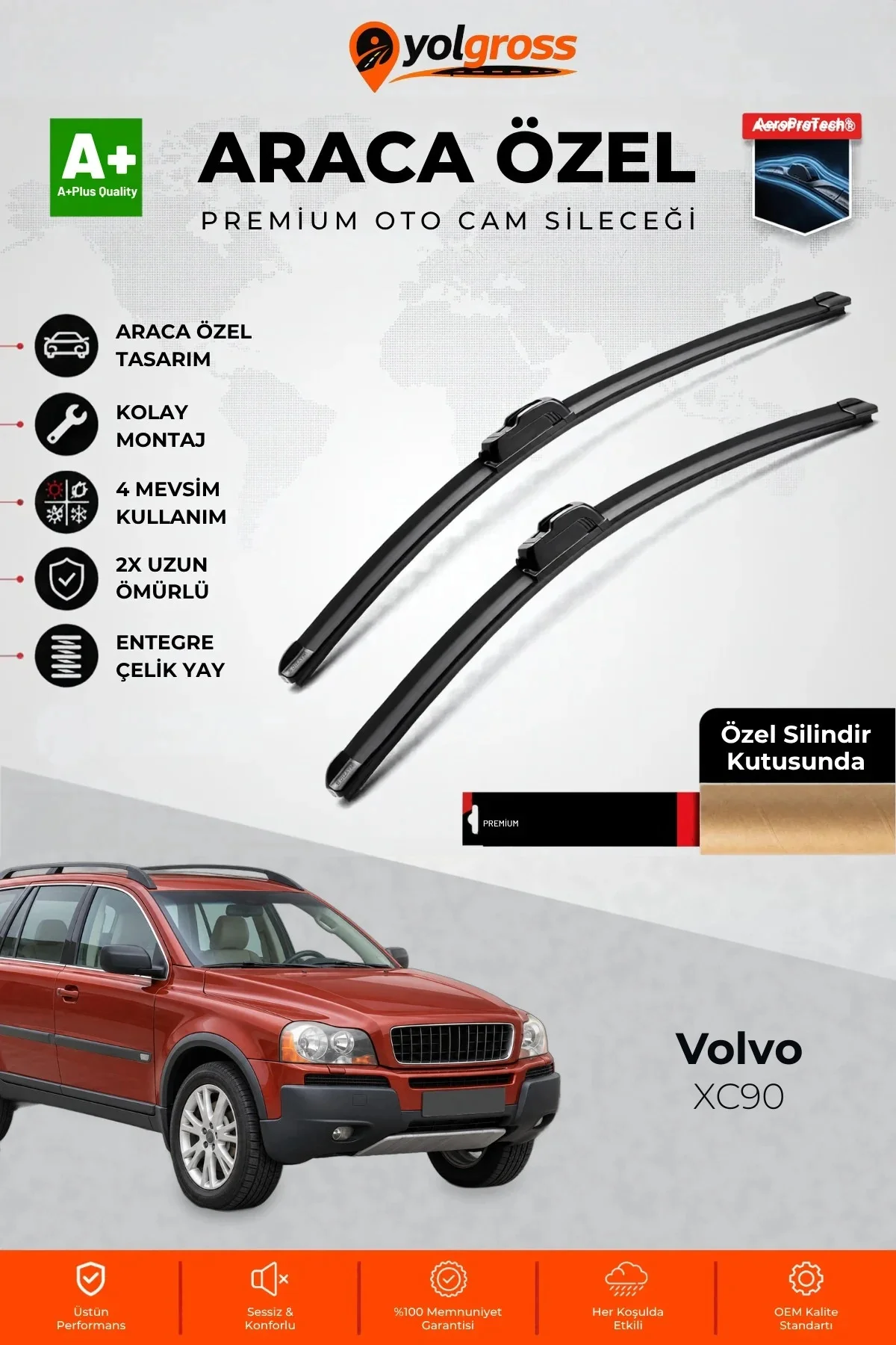 Volvo XC90 Ön Cam Silecek Seti 2002-2004 Premium Araca Özel 60-53 Cm A+ Kalite