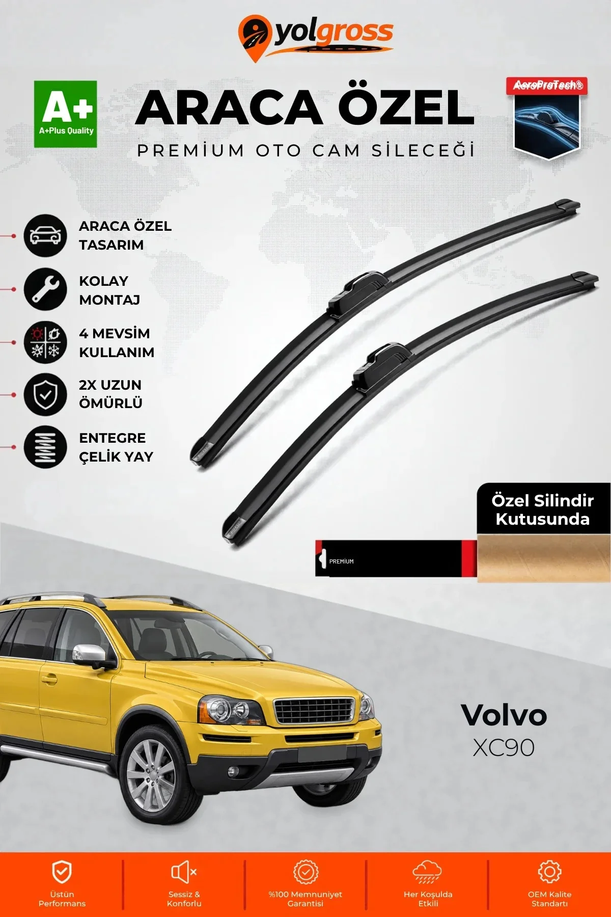 Volvo XC90 Ön Cam Silecek Seti 2004-2010 Premium Araca Özel 60-55 Cm A+ Kalite