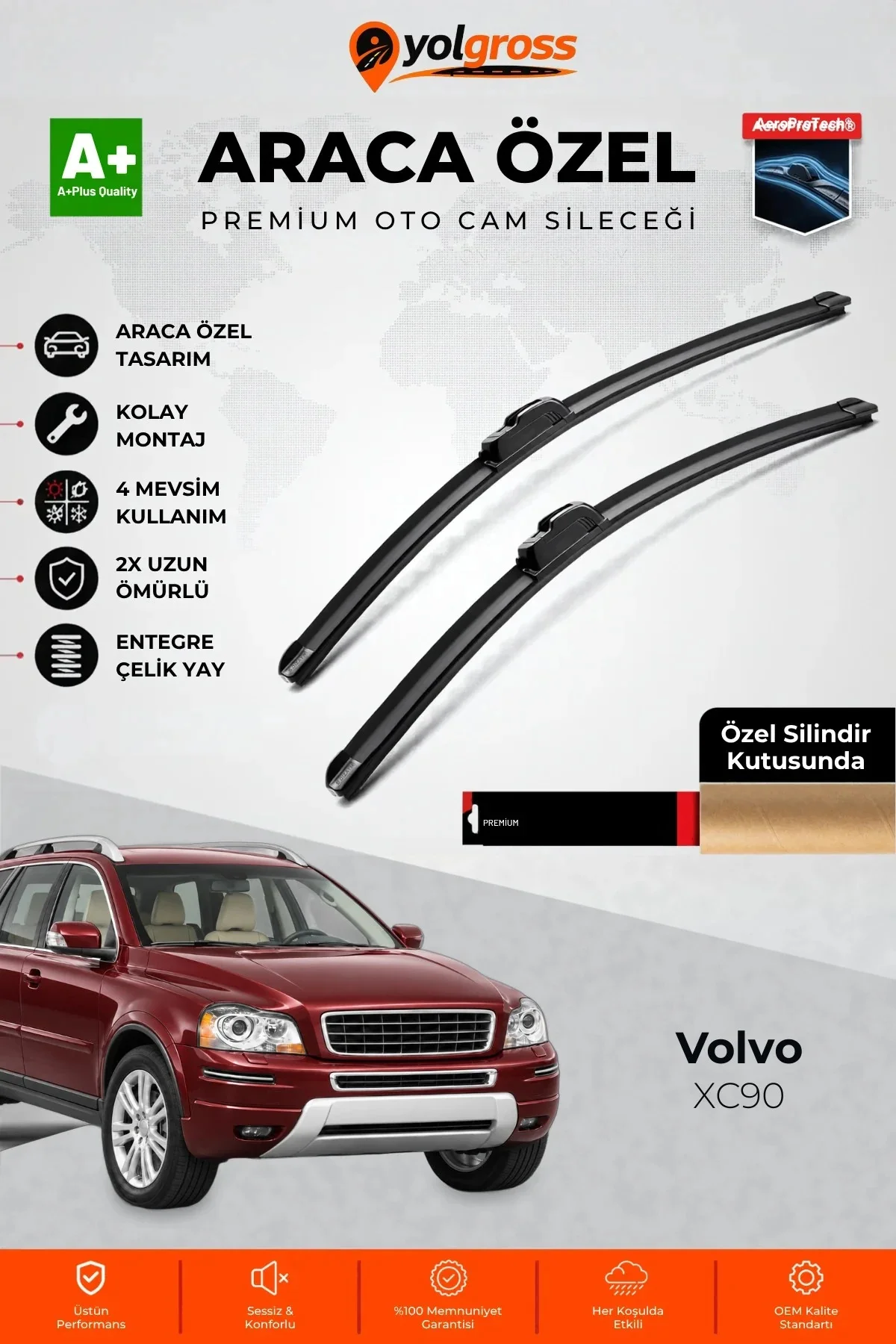 Volvo XC90 Ön Cam Silecek Seti 2010-2015 Premium Araca Özel 60-55 Cm A+ Kalite