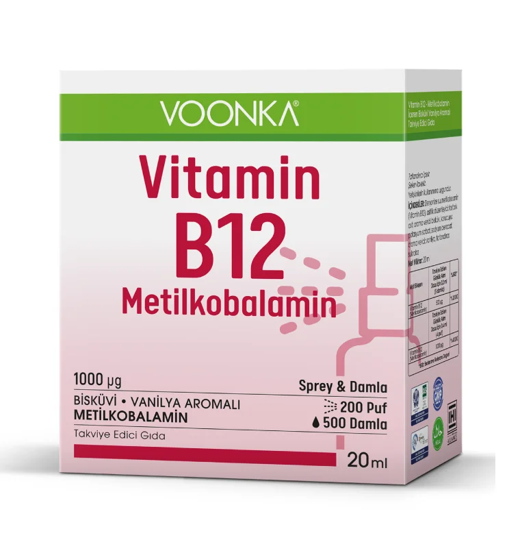 Voonka Vitamin B12 Oral Sprey - Damla 20ml Voonka Vitamin B12 Oral Sprey - Damla 20ml