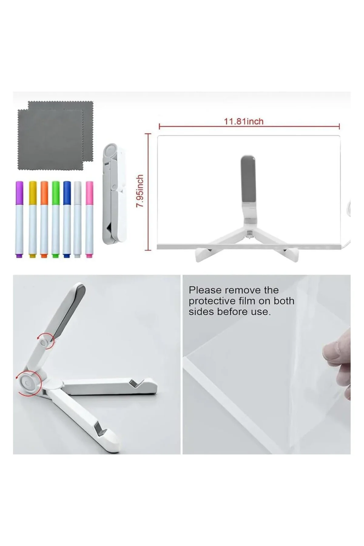 Vothoon 12 Inc LED Işıklı Çizim Tahtası Ayarlanabilir Stant ve Kalemleri Yeni Nesil Çizim Tah