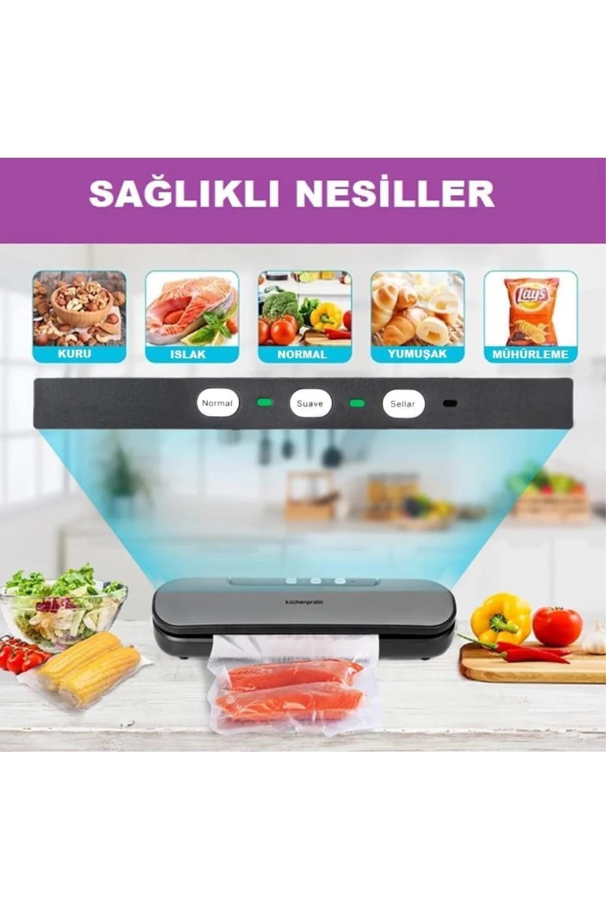 VS6910 Ev Tipi Elektrikli Vakum Makinesi - 10 Adet Vakum Poşeti H