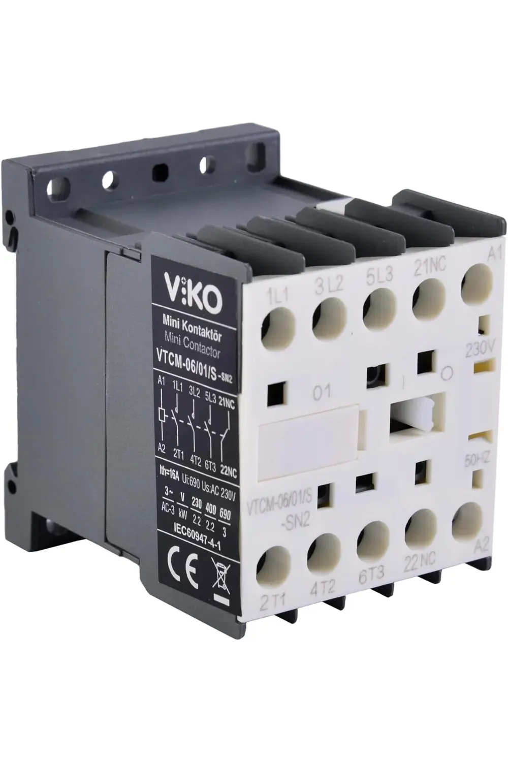VTCM-06/01/S Mini Kontaktör 6A 1nc 230V Bobinli 1178227
