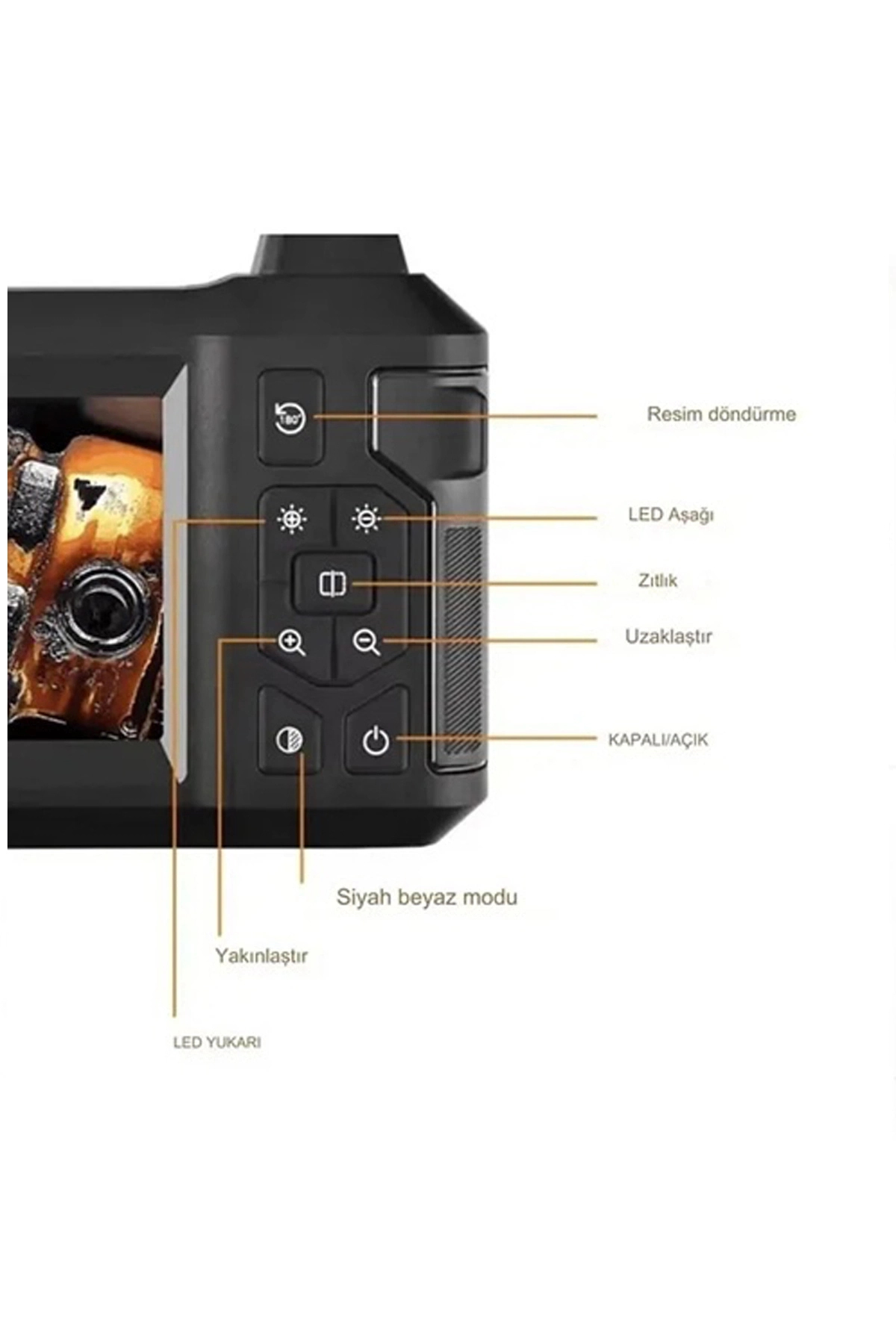 Butik Vtn-008 Ekranlı Çift Kameralı 10 Mt Sert Kablo Yılan Endoskop Kam