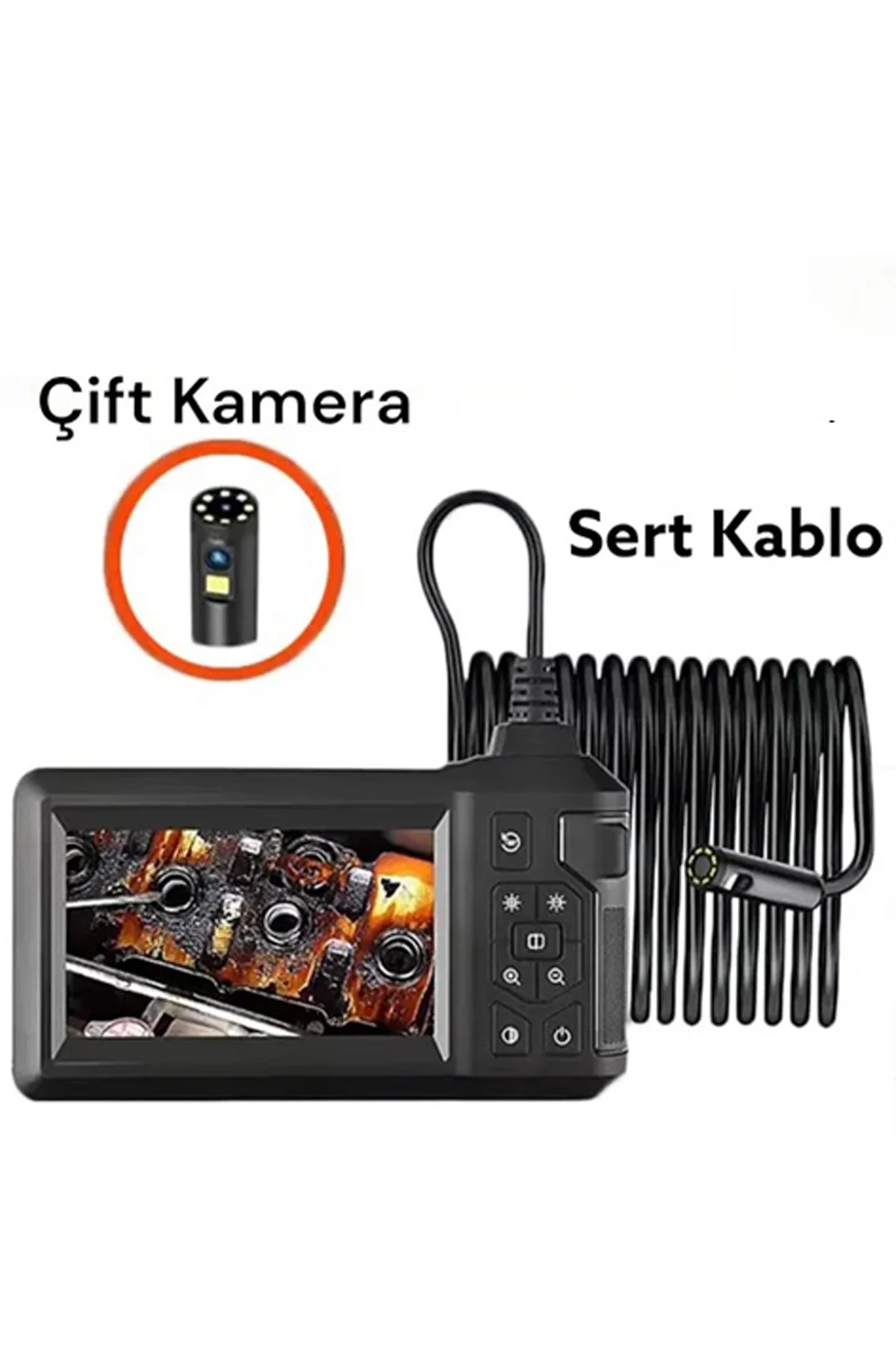 Vtn-009 Ekranlı Çift Kameralı 20 Metre Sert Kablo Yılan Endoskop Kamera 8 Mm 4.3 Inc Fiyatı, Yorumları ve Özellikleri