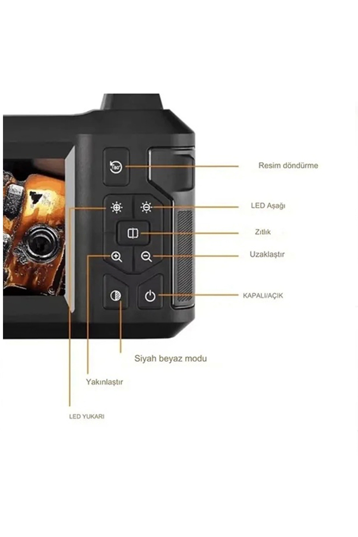 Butik Vtn-009 Ekranlı Çift Kameralı 20 Metre Sert Kablo Yılan Endoskop