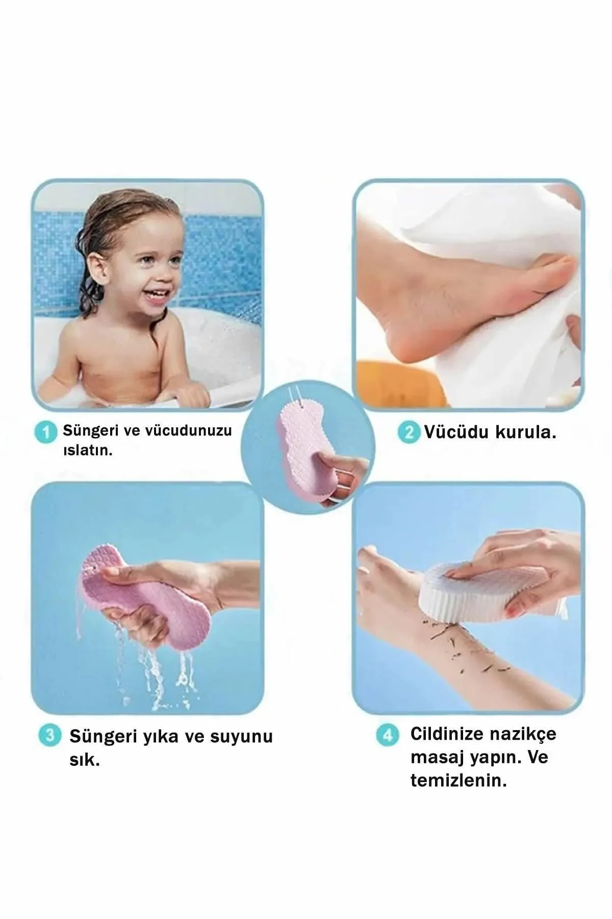 Vucüt Duş Süngeri - Ölü Deri Temizleyici - Sihirli Banyo Lifi