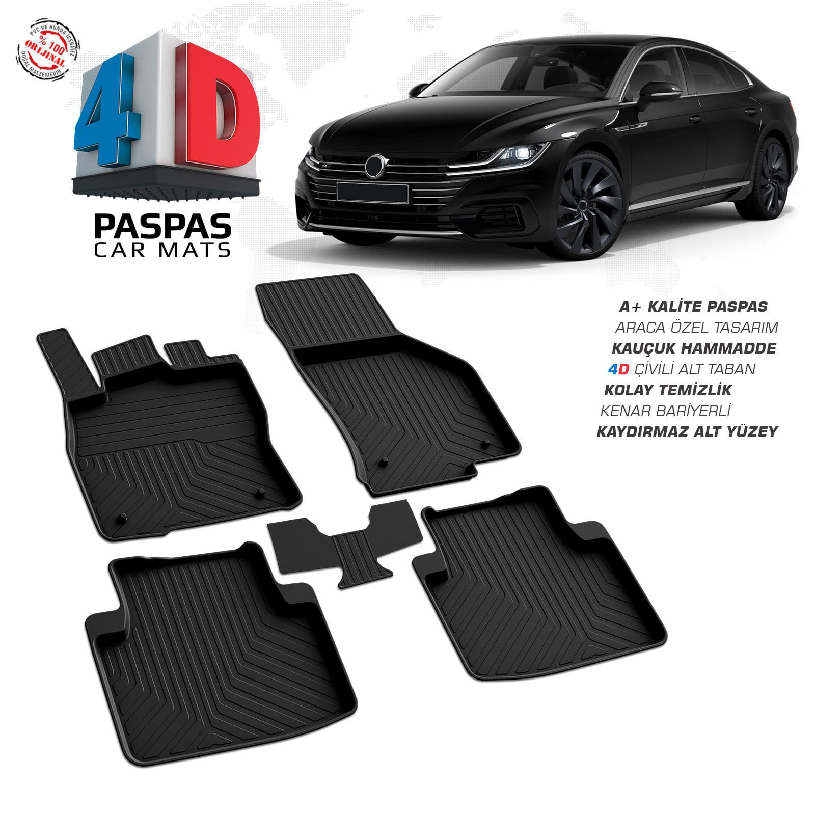 VW Arteon 4D Araca Özel Havuzlu Kauçuk Paspas 2017 ve Üzeri Fiyatı, Yorumları ve Özellikleri