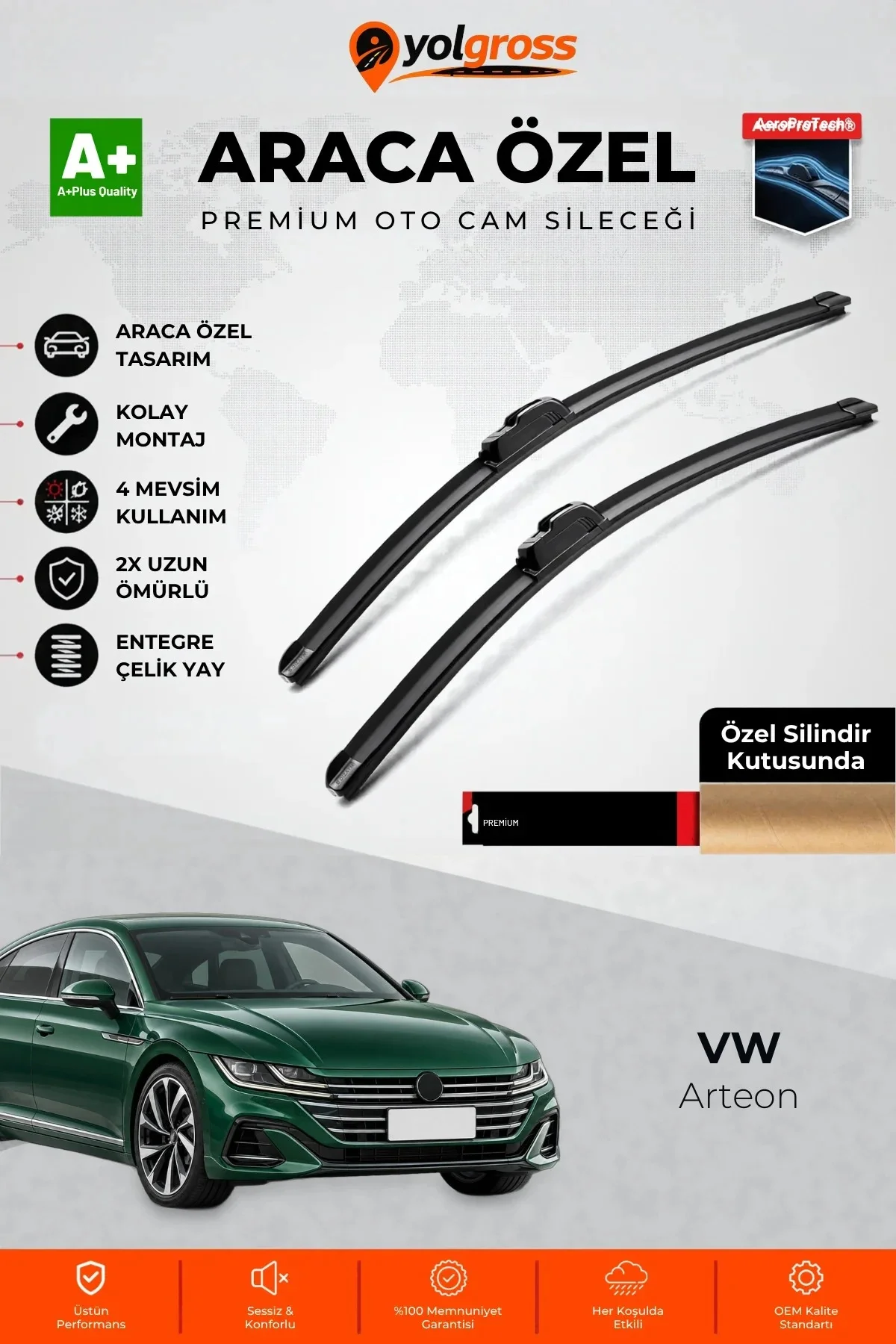 VW Arteon Ön Cam Silecek Seti 2017 Üzeri Premium Araca Özel 65-48 Cm A+ Kalite VW Arteon Ön Cam Silecek Seti 2017 Üzeri Premium Araca Özel 65-48 Cm A+ Kalite