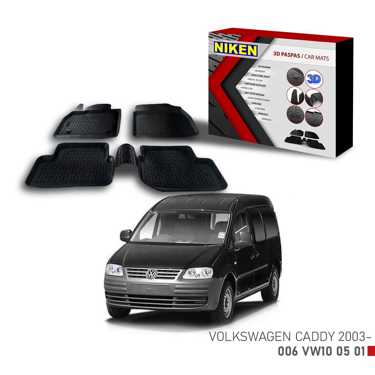 Vw Caddy -2003 için Uyumlu 3D Paspas