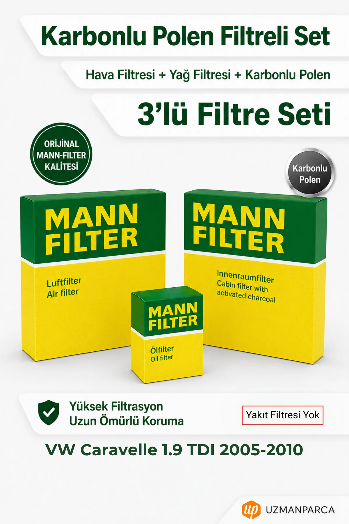 VW Caravelle 1.9 TDI 2005-2010 MANN Filtre Seti (3’lü / 3 Parça) VW Caravelle 1.9 TDI 2005-2010 MANN Filtre Seti (3’lü / 3 Parça)