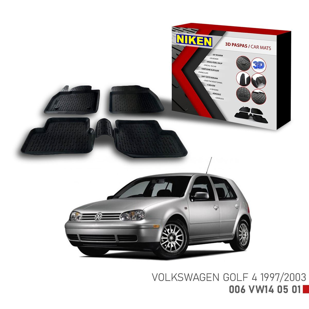 Vw Golf 4 için Uyumlu 1997-2003 3D Paspas