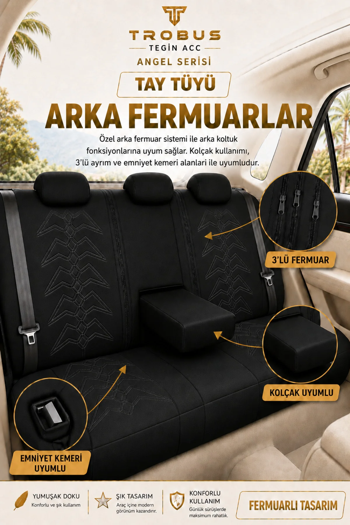 VW Golf 7 Kasa 2013-2020 Uyumlu Angel Serisi Tay Tüyü Koltuk Kılıfı Siyah Beyaz Fiyatı, Yorumları ve Özellikleri