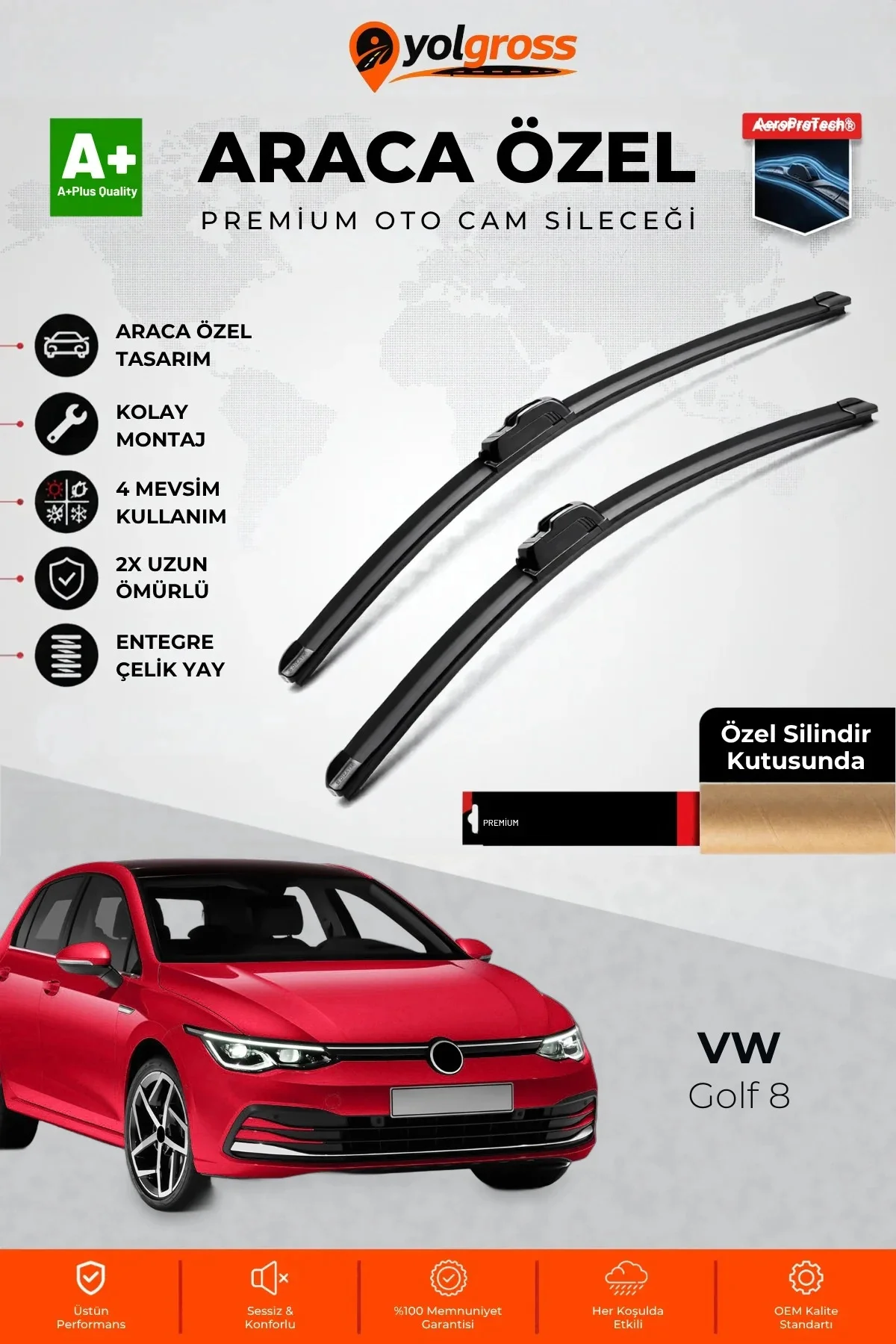 VW Golf 8 Ön Cam Silecek Seti 2020 Üzeri Premium Araca Özel 65-45 Cm A+ Kalite VW Golf 8 Ön Cam Silecek Seti 2020 Üzeri Premium Araca Özel 65-45 Cm A+ Kalite