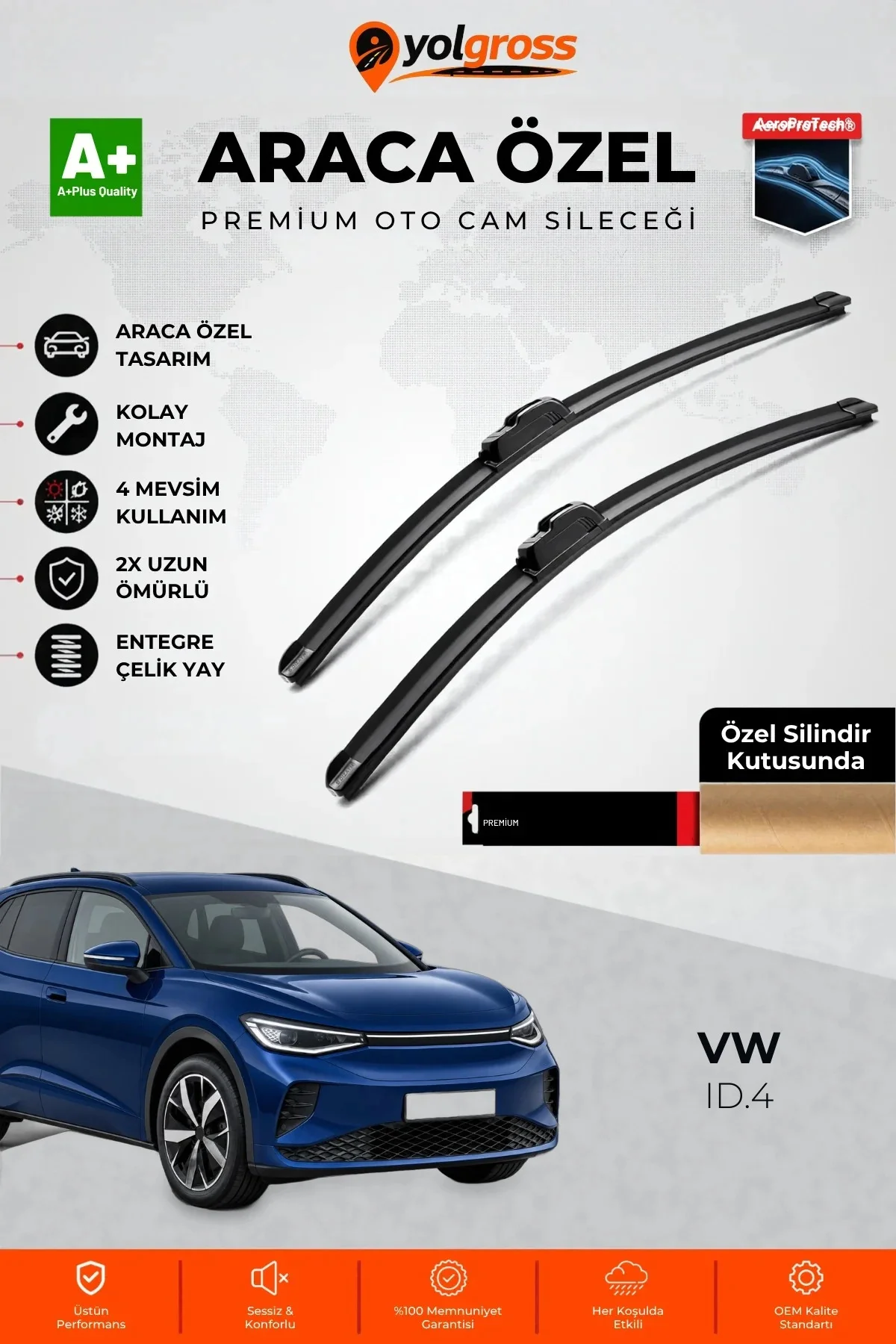 VW ID.4 Ön Cam Silecek Seti 2021 Üzeri Premium Araca Özel 70-45 Cm A+ Kalite VW ID.4 Ön Cam Silecek Seti 2021 Üzeri Premium Araca Özel 70-45 Cm A+ Kalite