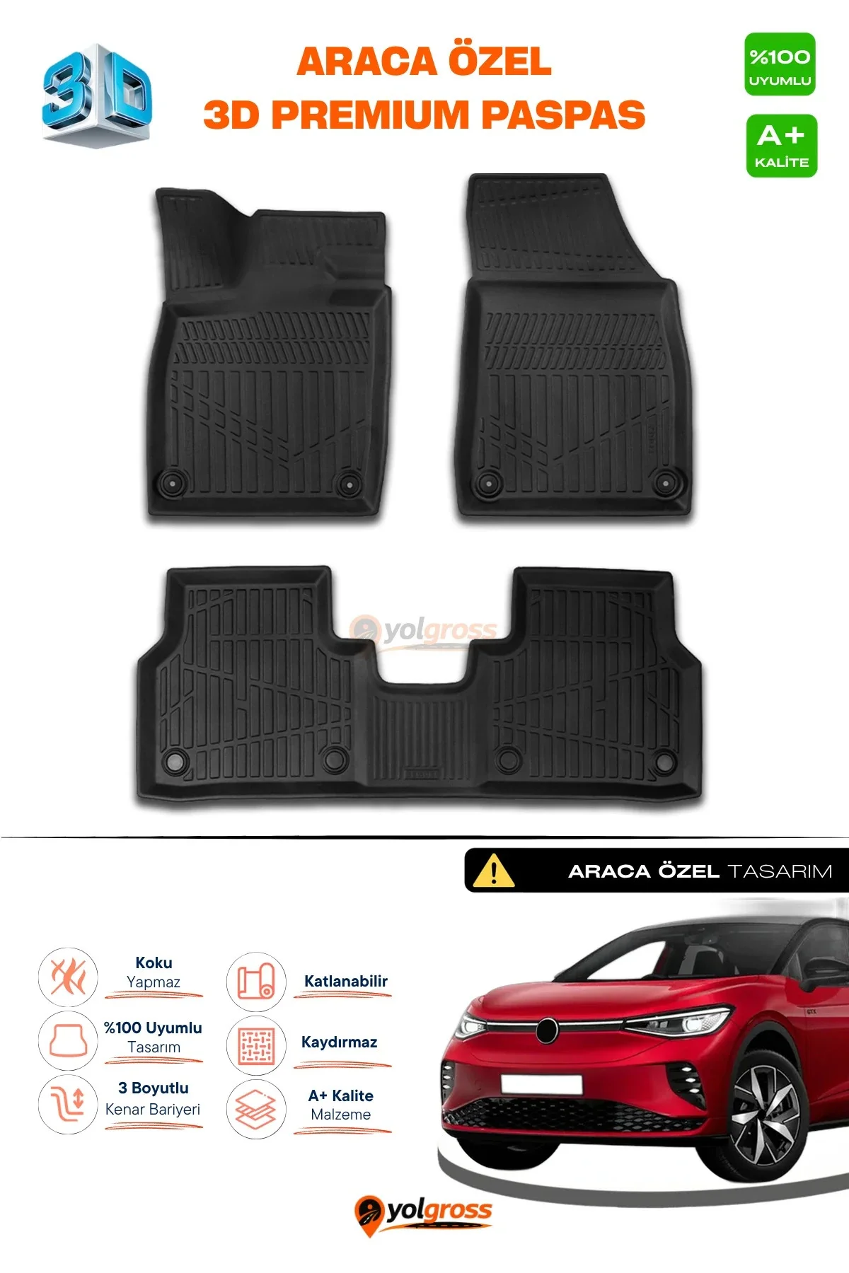VW ID.5 3D Pro Havuzlu Paspas 2021 Üzeri A+ Kalite