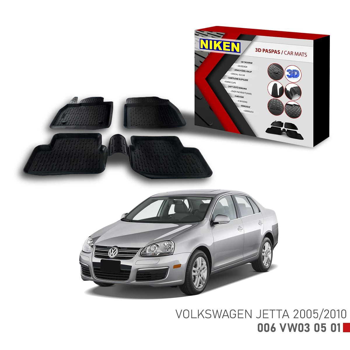 Vw Jetta 2005-2010 için Uyumlu 3D Paspas