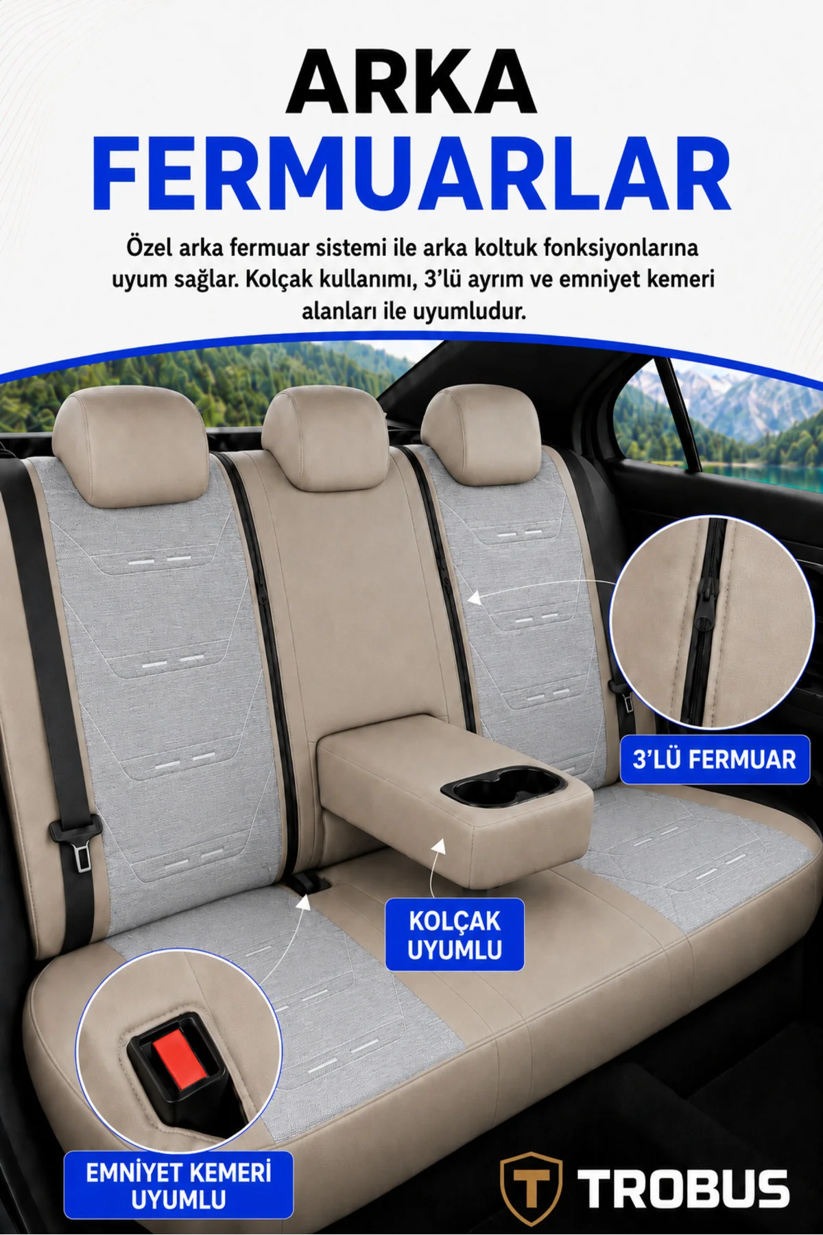 VW Jetta 2010+ Uyumlu Prestige Line Keten Serisi Bej Koltuk Kılıfı