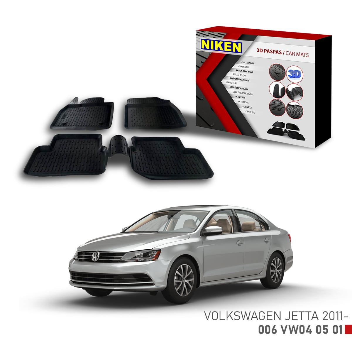 Vw Jetta -2011 için Uyumlu 3D Paspas