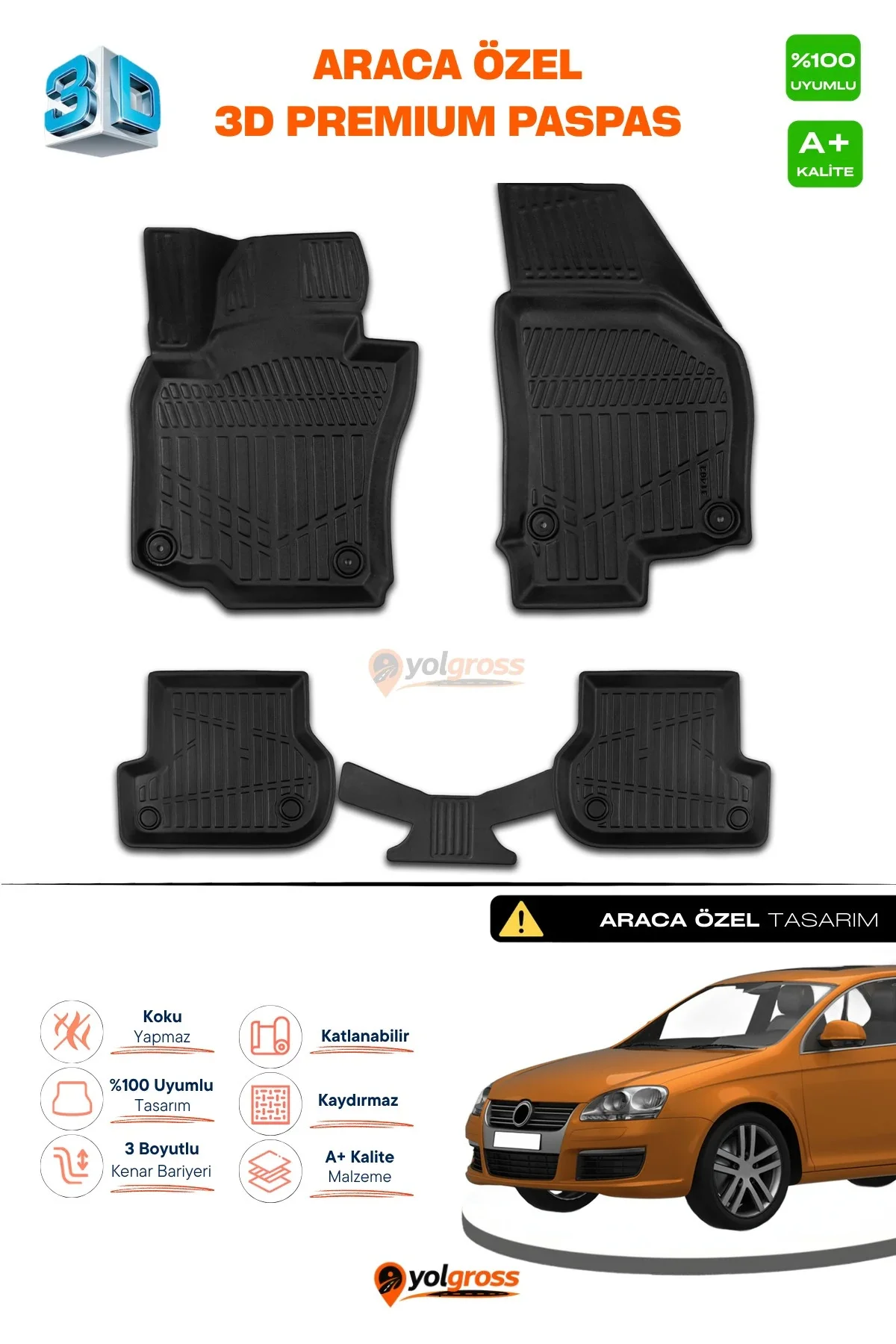 VW Jetta 3D Pro Havuzlu Paspas 2005-2007 A+ Kalite