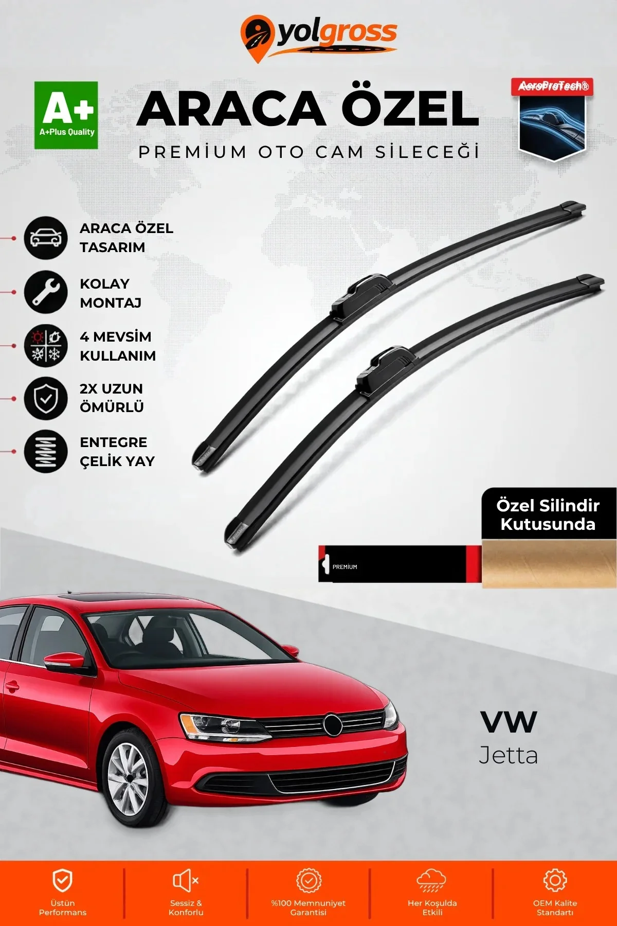 VW Jetta Ön Cam Silecek Seti 2010-2019 Premium Araca Özel 60-48 Cm A+ Kalite VW Jetta Ön Cam Silecek Seti 2010-2019 Premium Araca Özel 60-48 Cm A+ Kalite