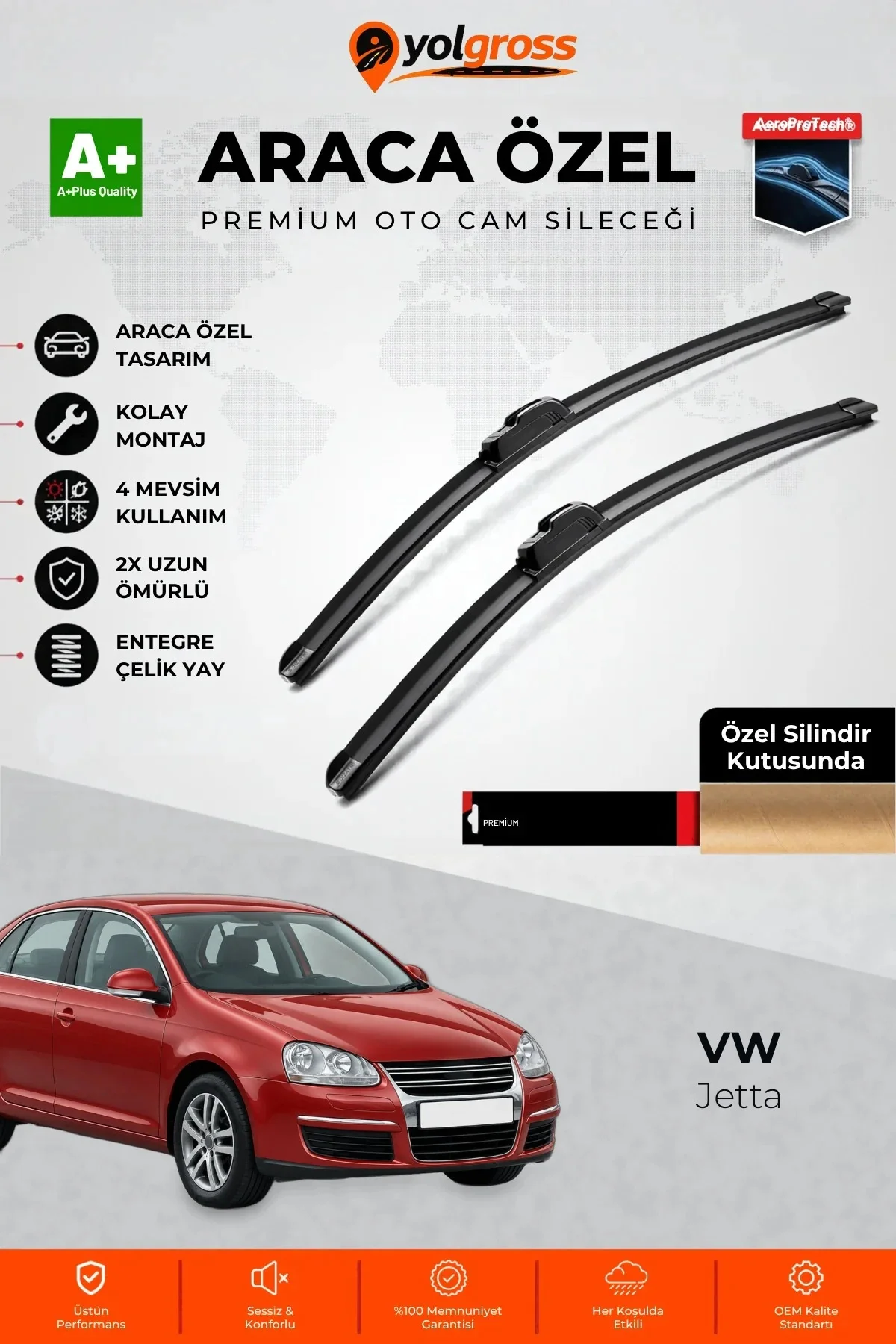 VW Jetta Ön Cam Silecek Seti 2005-2010 Premium Araca Özel 60-48 Cm A+ Kalite