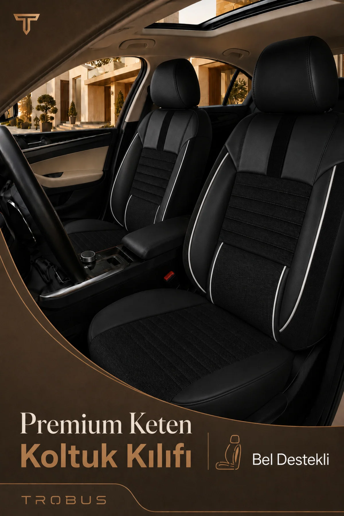 VW Passat B6 2005-2011 Uyumlu Apex Linen Bel Destekli Keten Siyah
