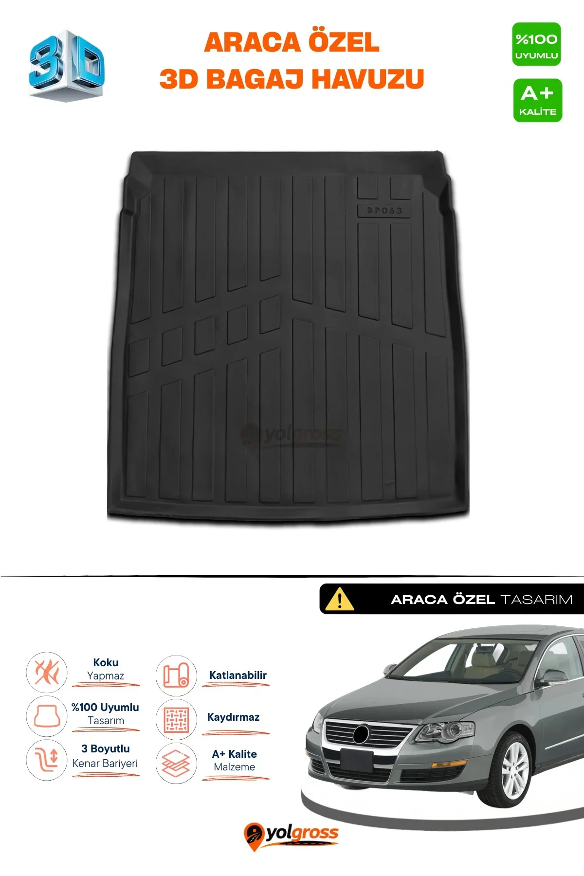VW Passat B6 3D Pro Bagaj Havuzu 2005-2010 A+ Kalite VW Passat B6 3D Pro Bagaj Havuzu 2005-2010 A+ Kalite