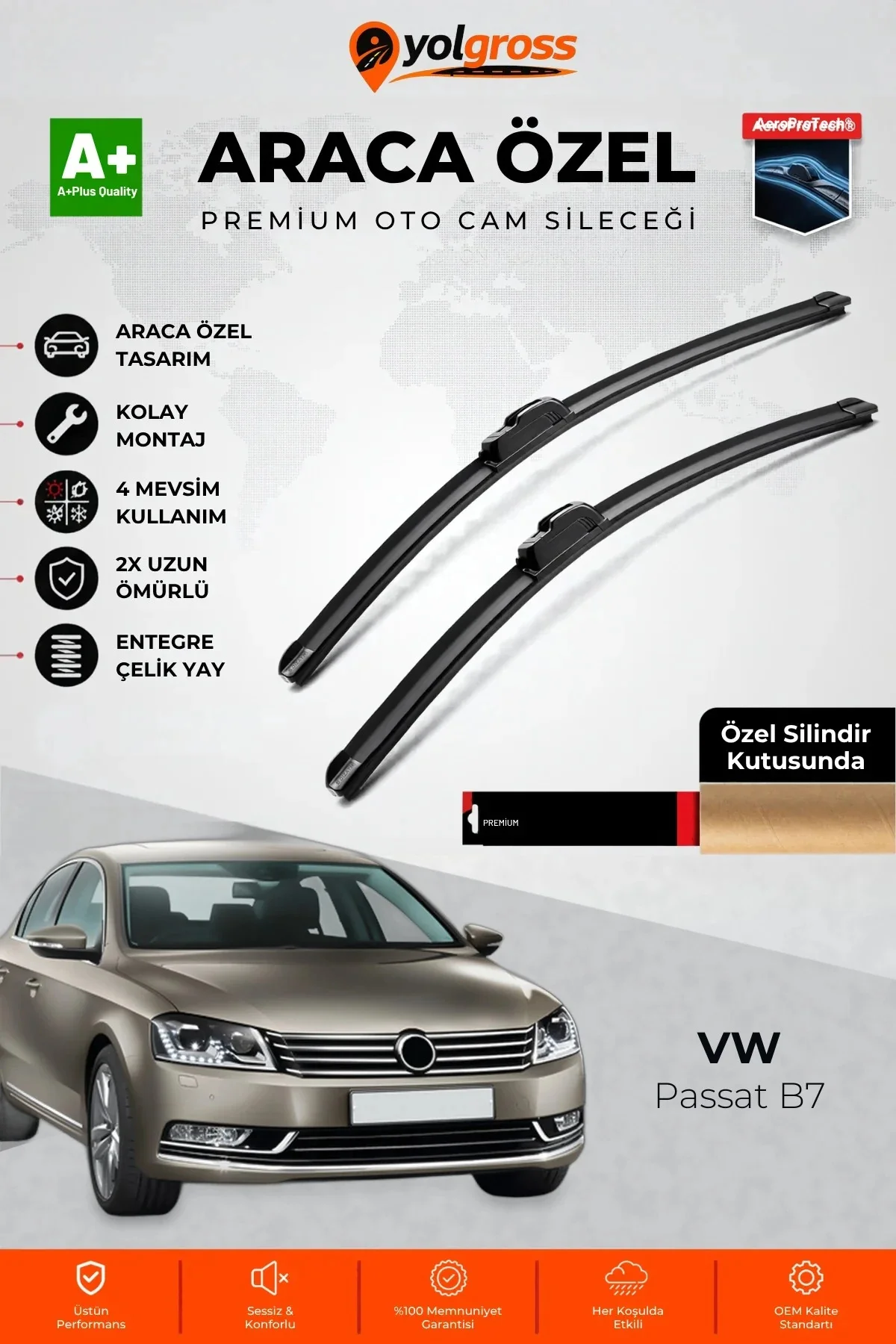 VW Passat B7 Ön Cam Silecek Seti 2010-2014 Premium Araca Özel 60-48 Cm A+ Kalite VW Passat B7 Ön Cam Silecek Seti 2010-2014 Premium Araca Özel 60-48 Cm A+ Kalite