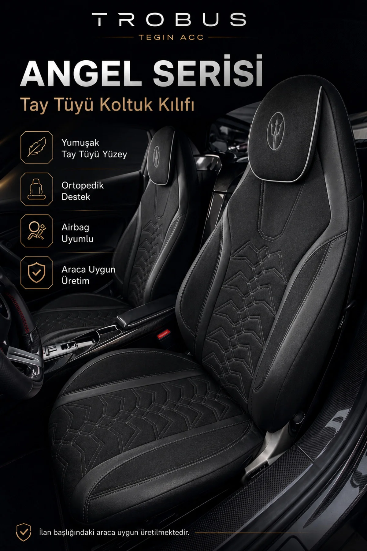 VW Passat B8 2015 Sonrası Uyumlu Angel Serisi Tay Tüyü Koltuk Kılıfı Siyah Fiyatı, Yorumları ve Özellikleri