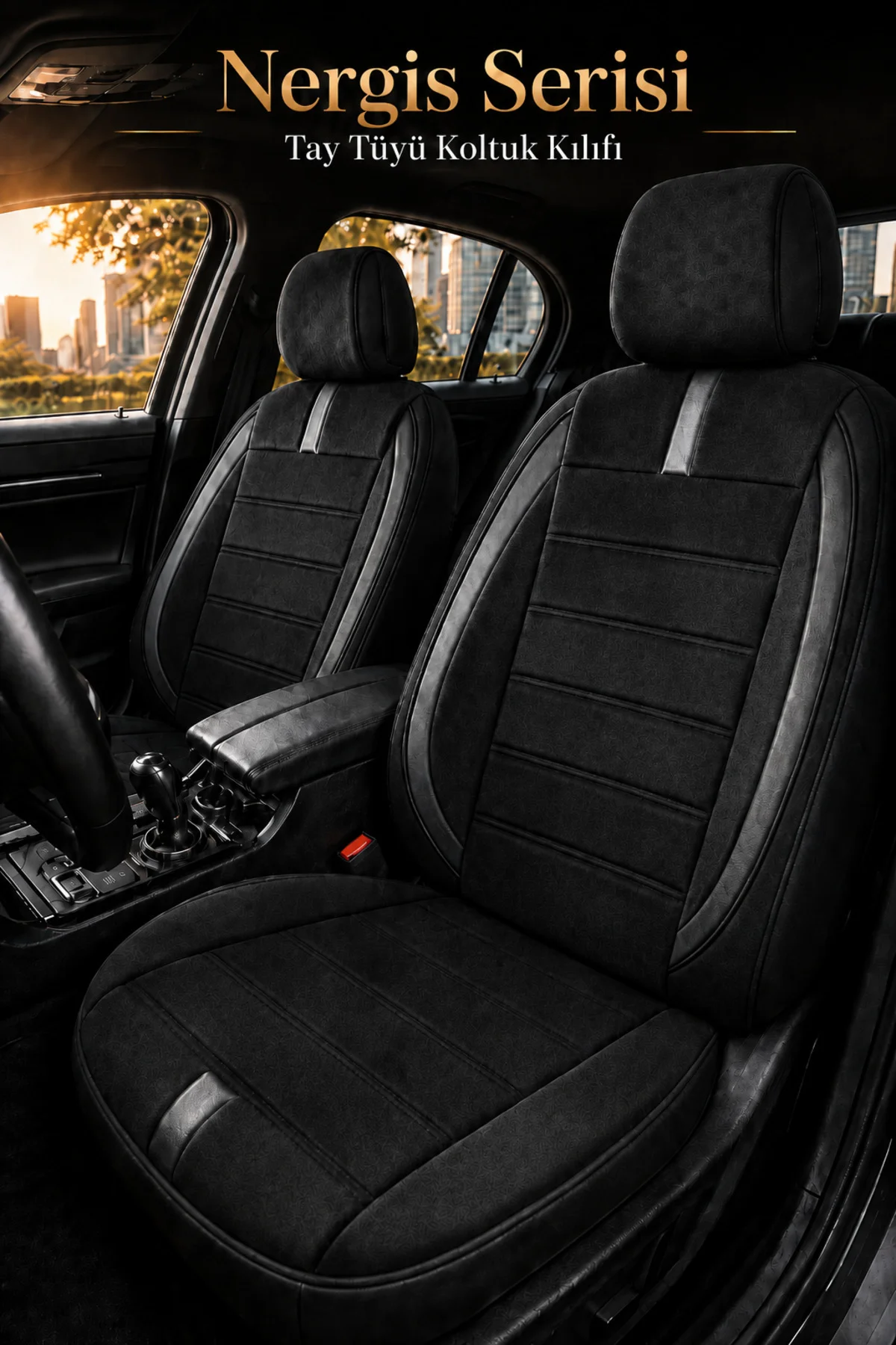 VW Passat B8 2015 Sonrası Uyumlu Nergis Siyah Ortopedik Tay Tüyü Koltuk Kılıfı