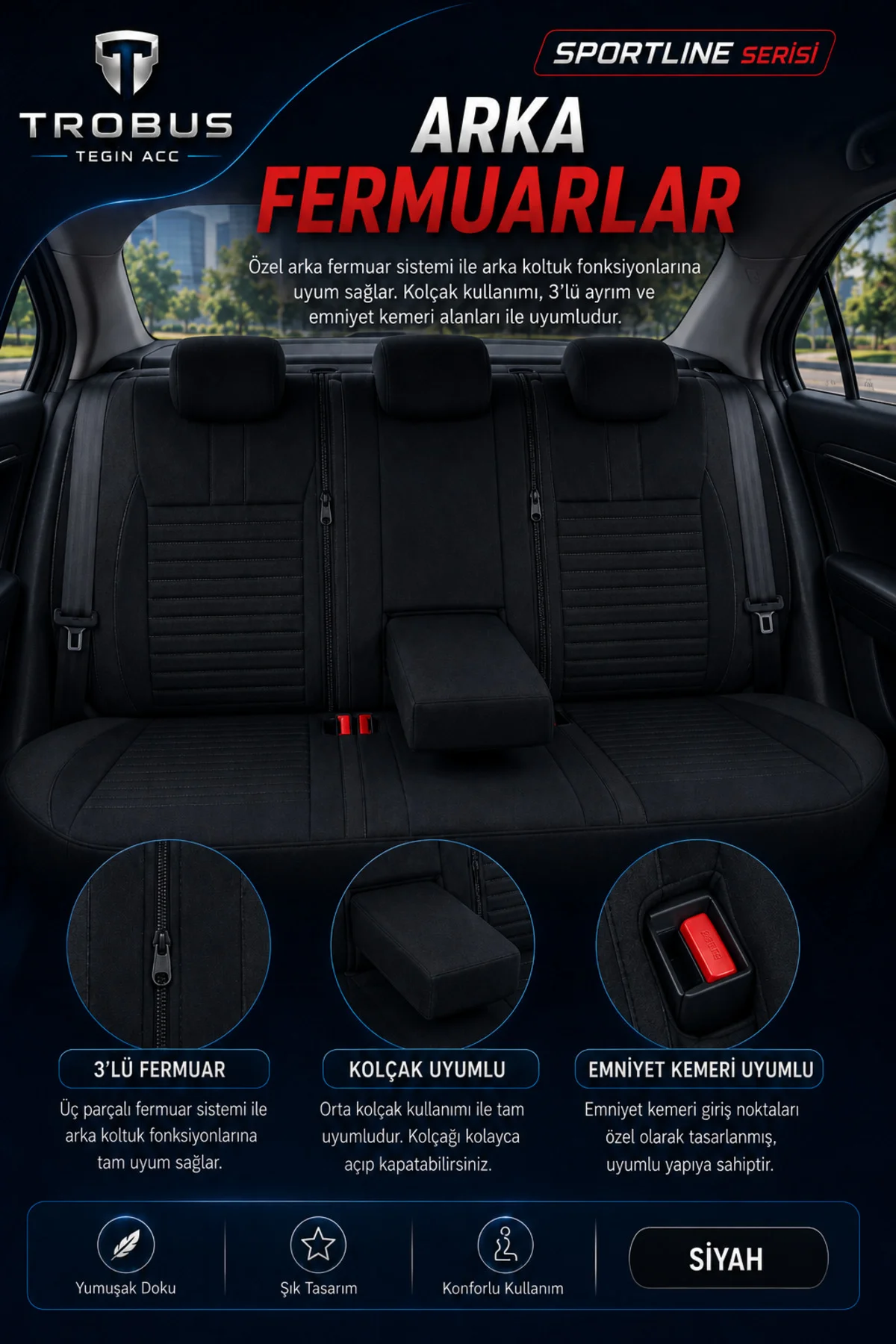 VW Passat B8 2015 Sonrası Uyumlu Sportline Serisi Siyah Ortopedik Tay Tüyü Koltuk Kılıfı Fiyatı, Yorumları ve Özellikleri