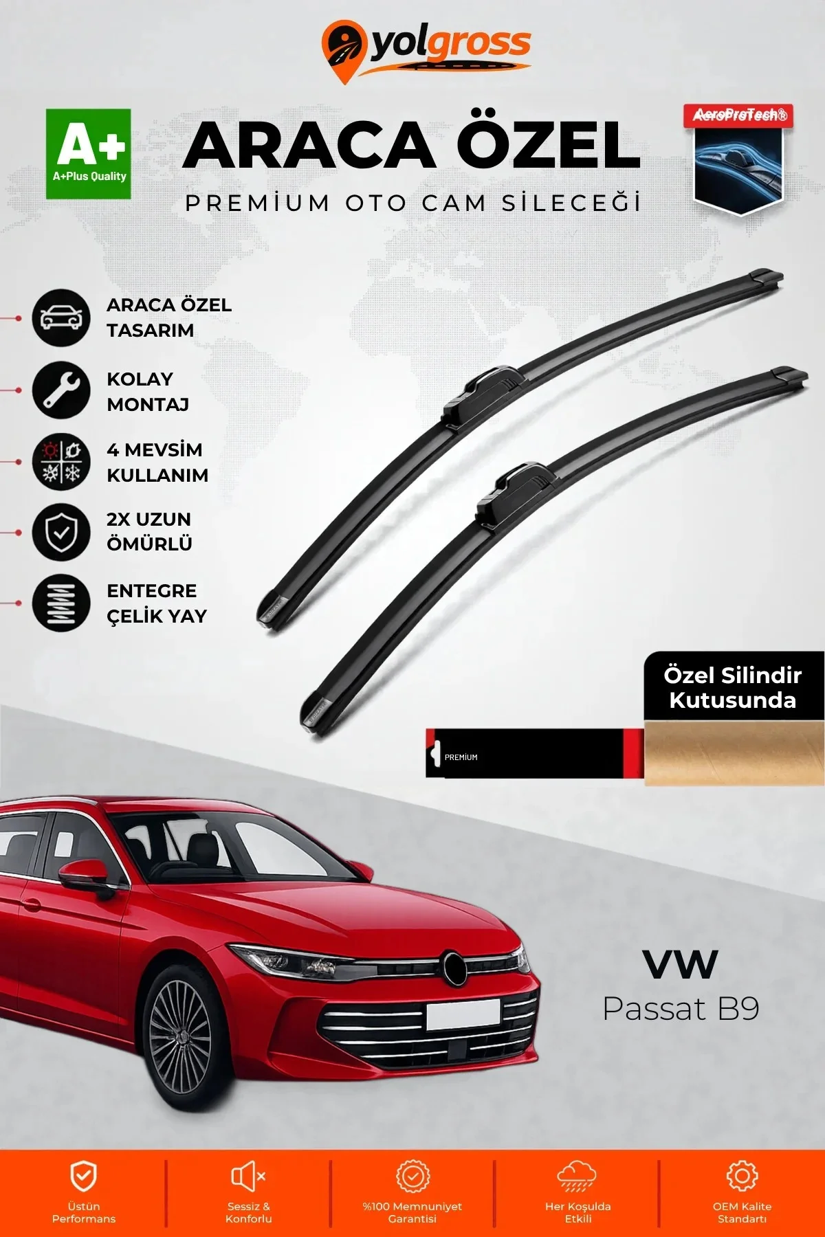 VW Passat B9 Ön Cam Silecek Seti 2024 Üzeri Premium Araca Özel 65-45 Cm A+ Kalite