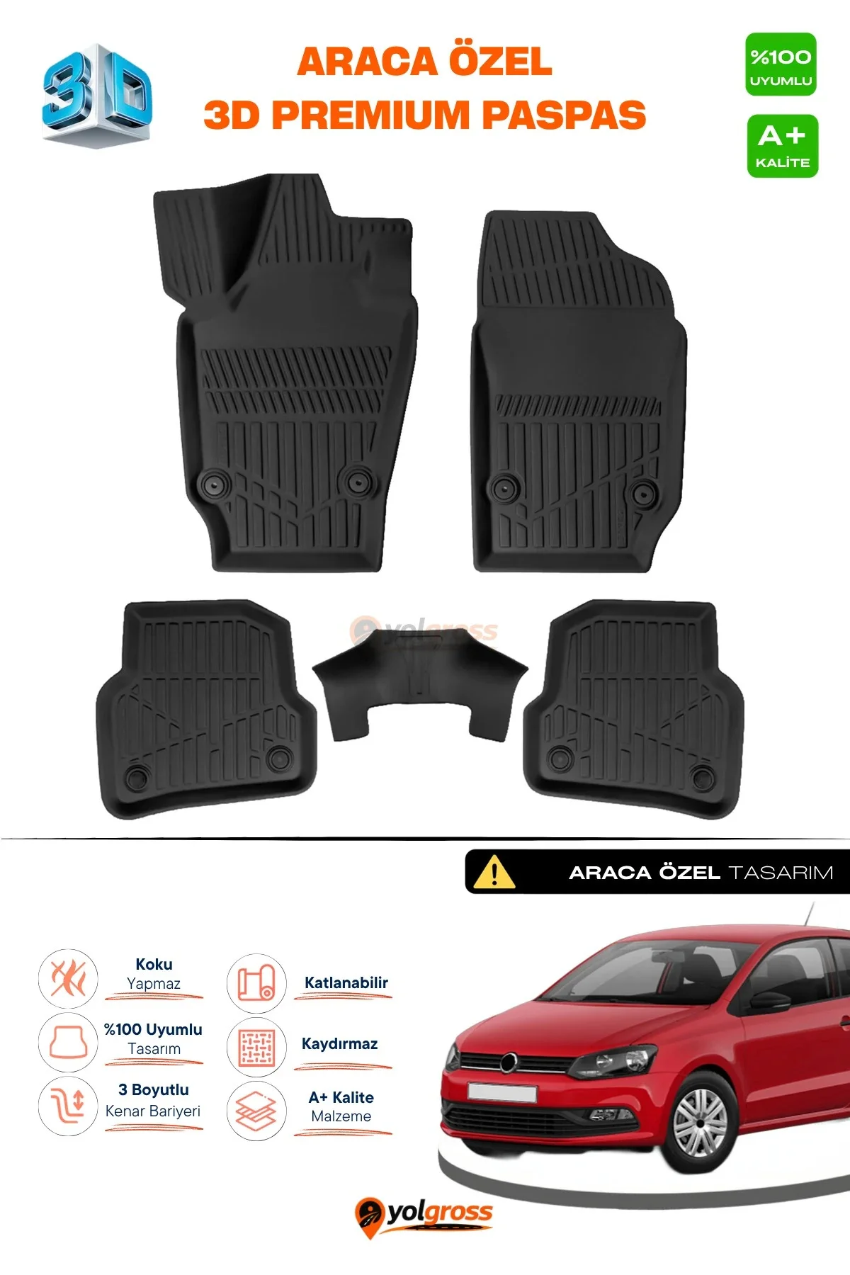 VW Polo 4 3D Pro Havuzlu Paspas 2002-2009 A+ Kalite