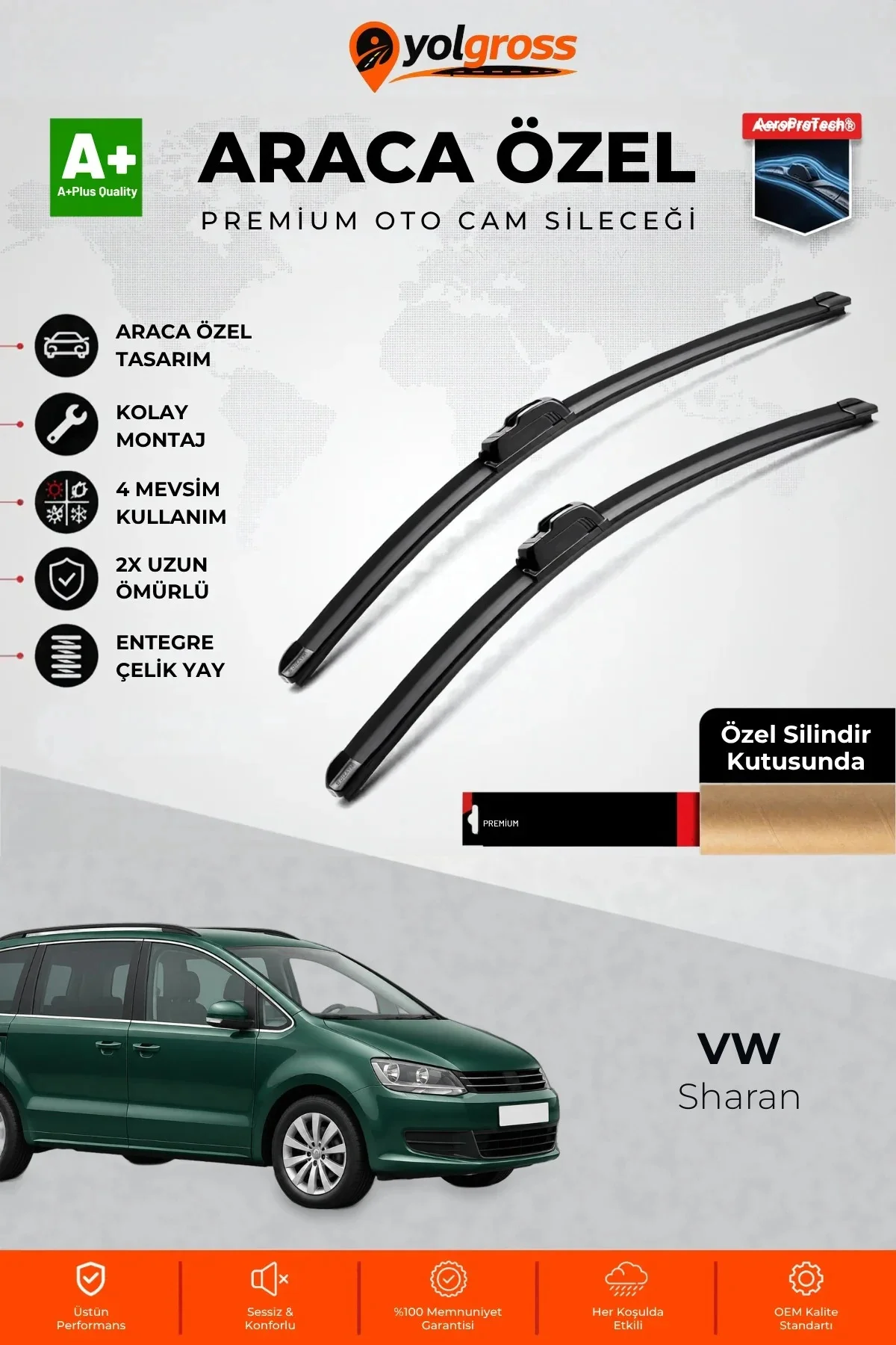 VW Sharan Ön Cam Silecek Seti 2000-2010 Premium Araca Özel 70-70 Cm A+ Kalite