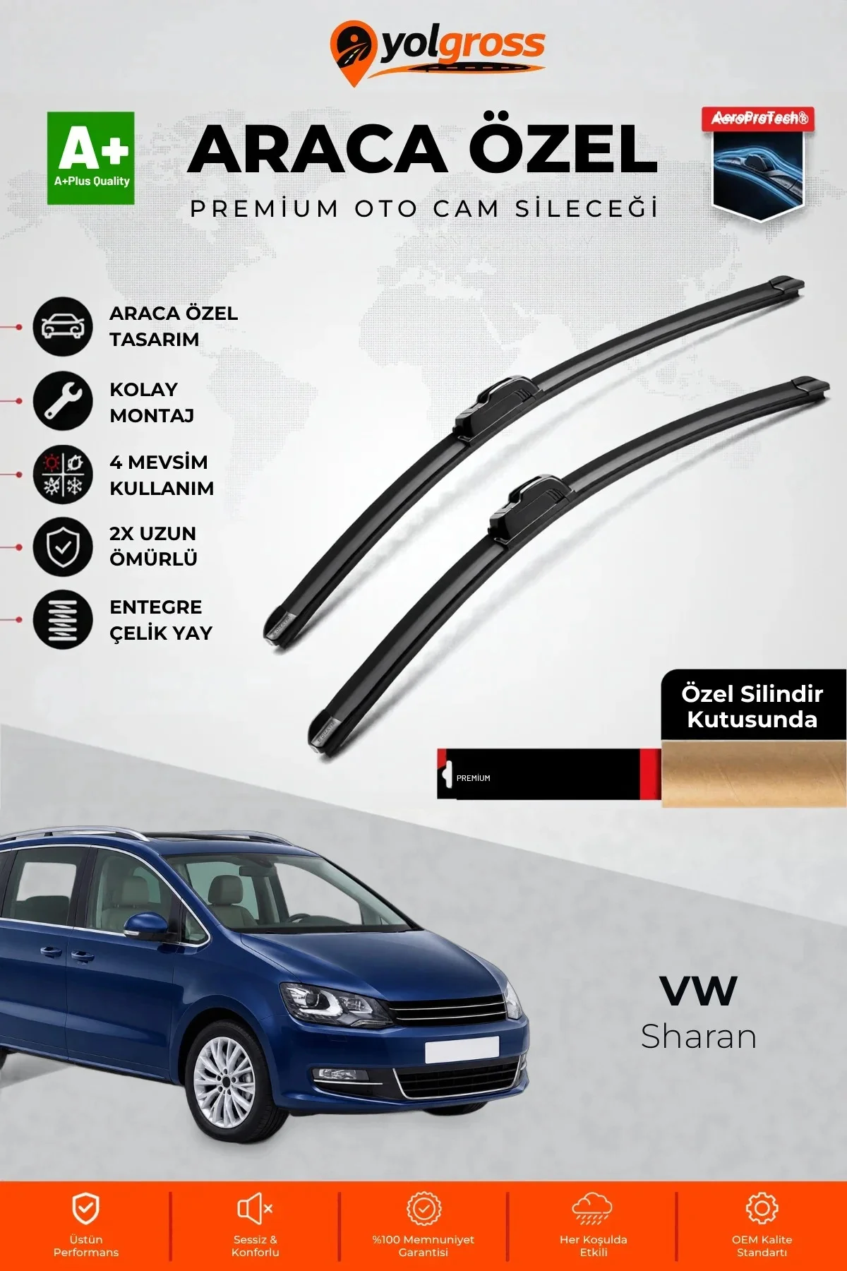 VW Sharan Ön Cam Silecek Seti 2010-2022 Premium Araca Özel 70-40 Cm A+ Kalite