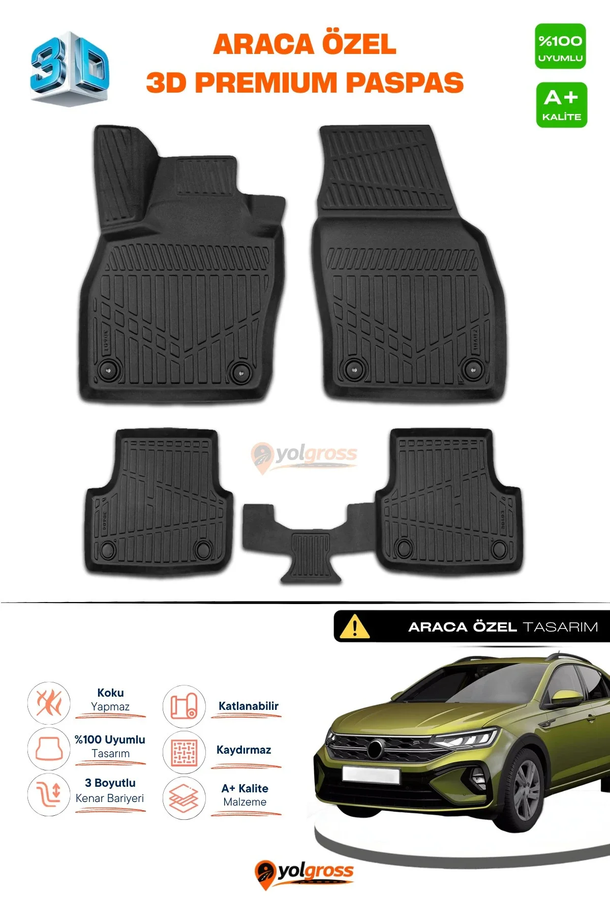 VW Taigo 3D Pro Havuzlu Paspas 2020 Üzeri A+ Kalite