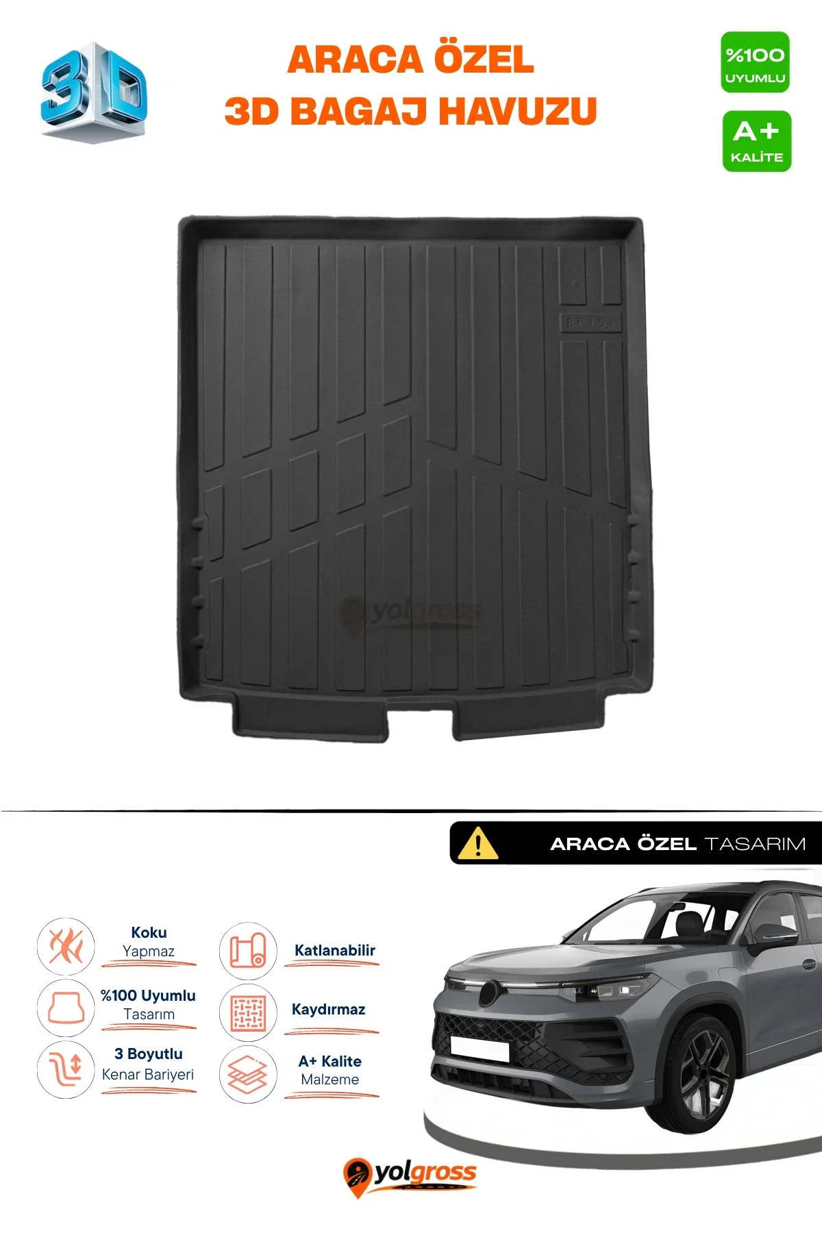 VW Tayron 3D Pro Bagaj Havuzu Üst Bagaj 2024 Üzeri A+ Kalite